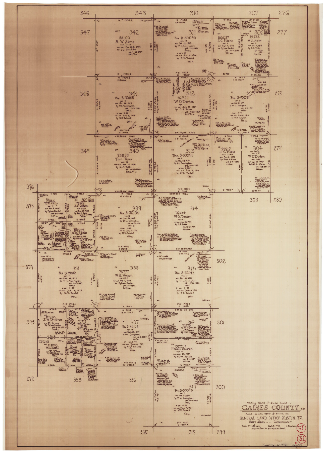 69331, Gaines County Working Sketch 31, General Map Collection