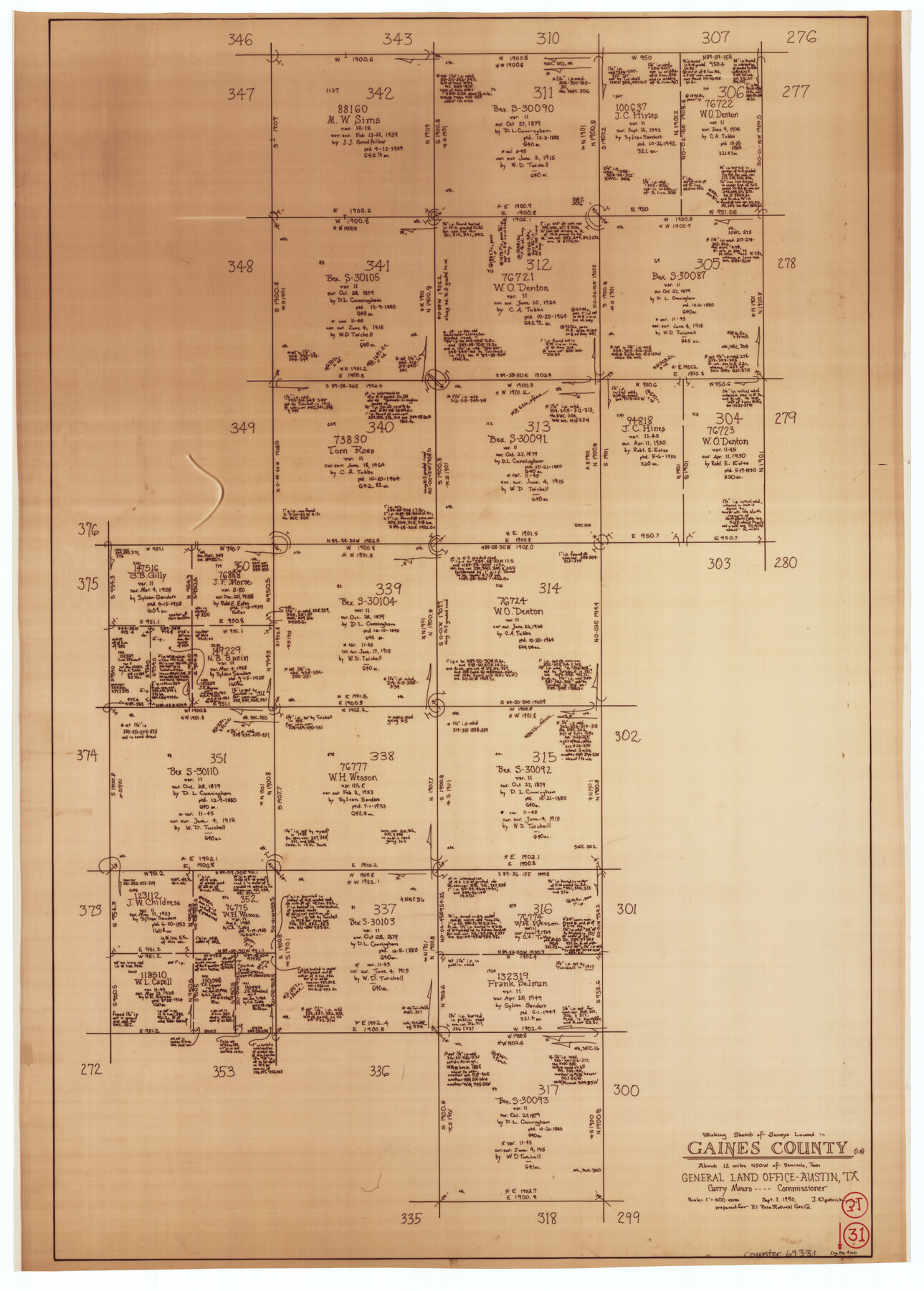 69331, Gaines County Working Sketch 31, General Map Collection