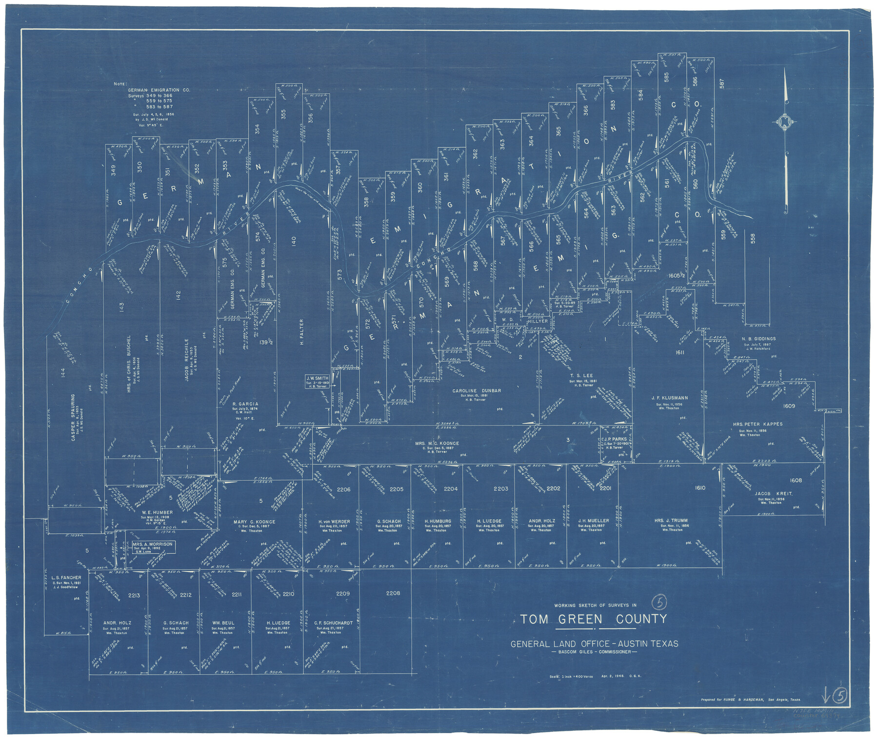 69374, Tom Green County Working Sketch 5, General Map Collection