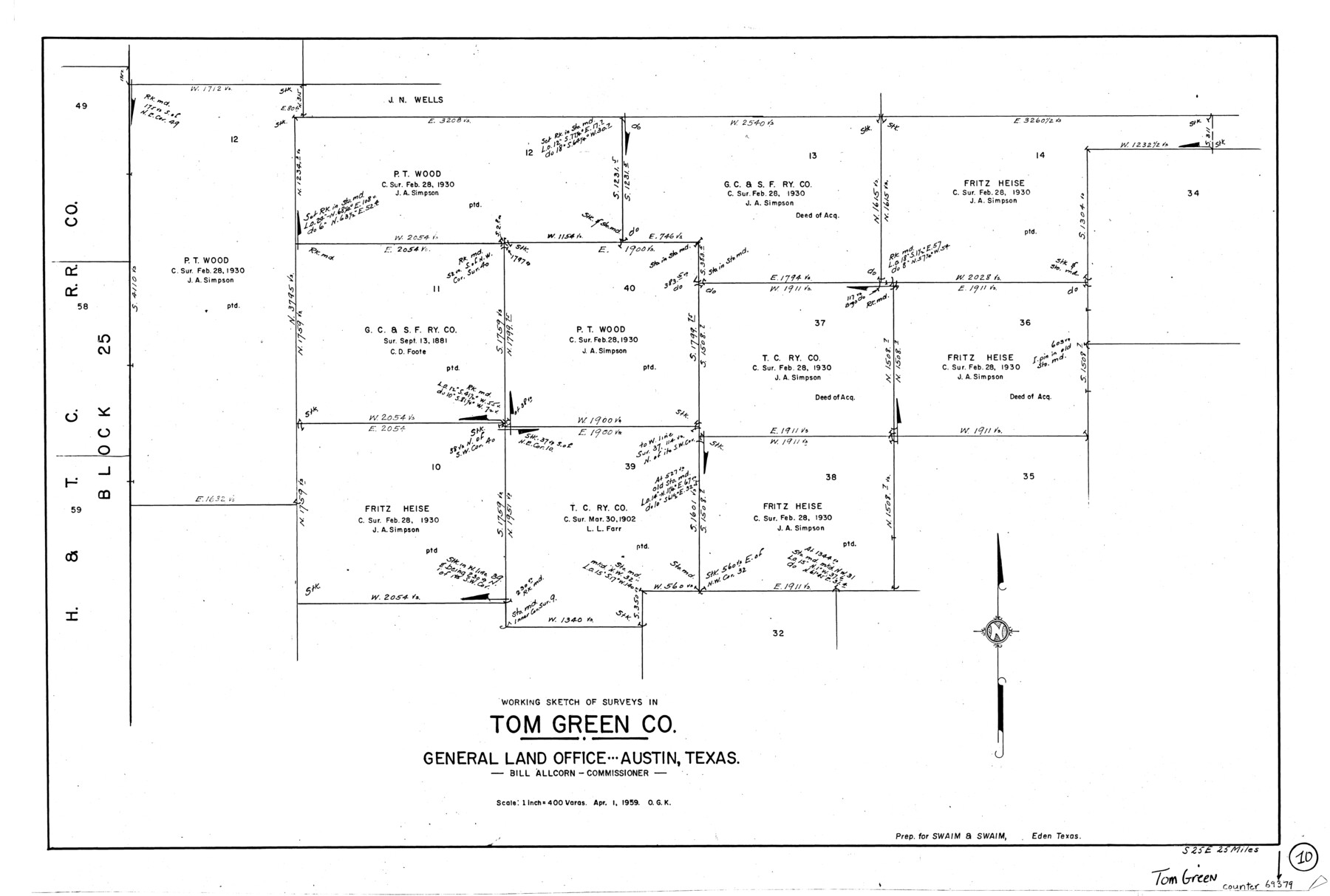 69379, Tom Green County Working Sketch 10, General Map Collection