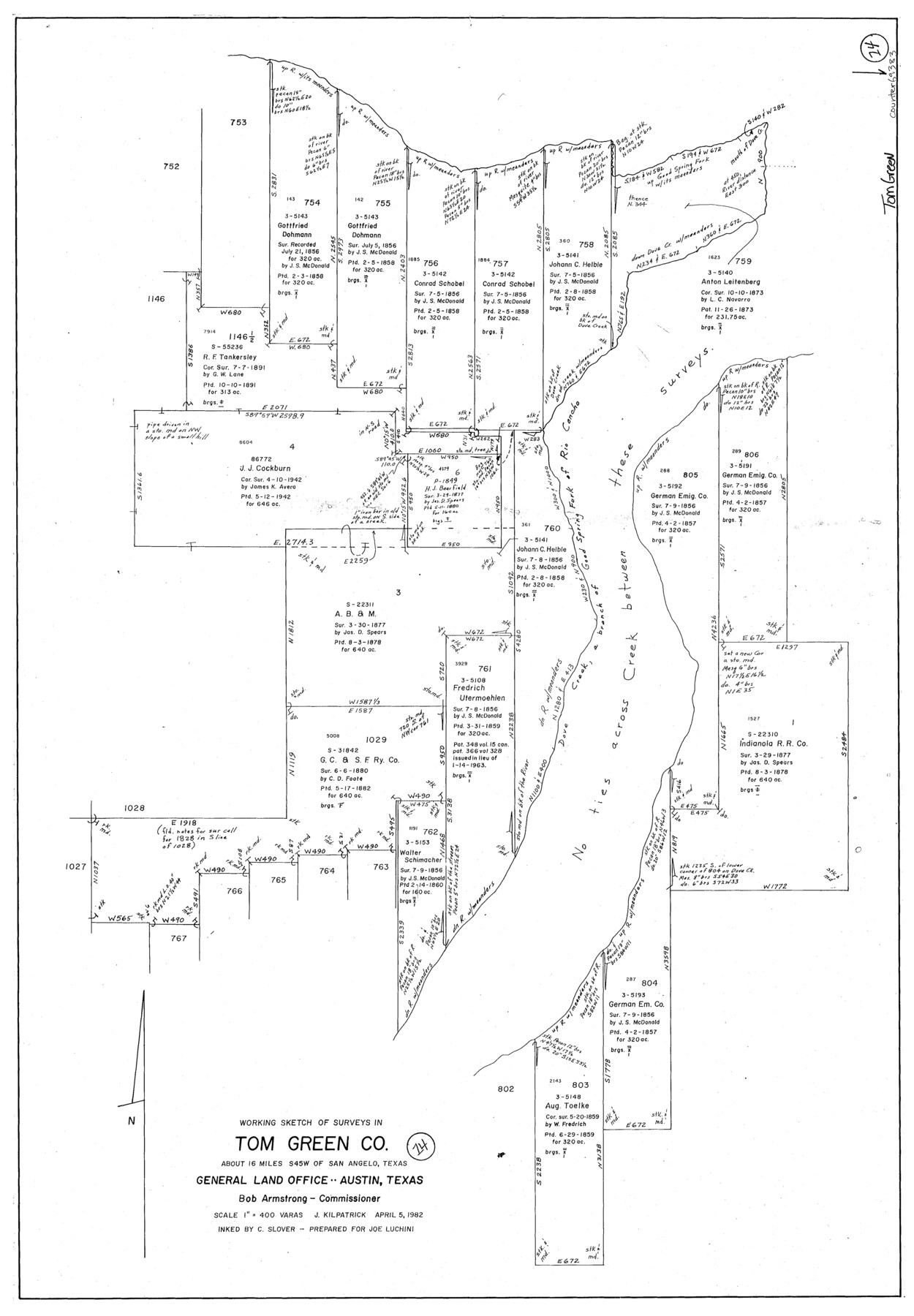 69383, Tom Green County Working Sketch 14, General Map Collection