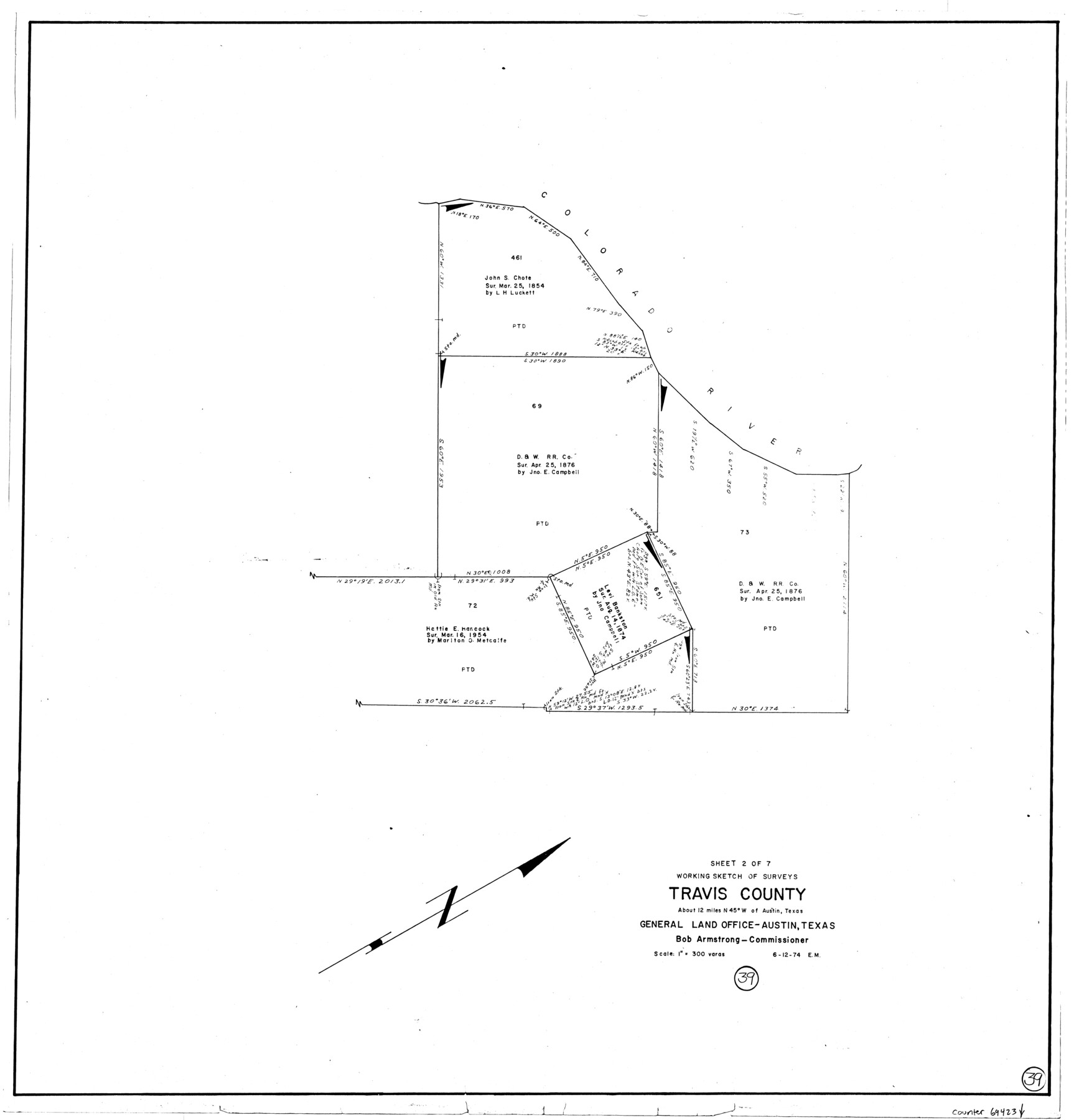 69423, Travis County Working Sketch 39, General Map Collection