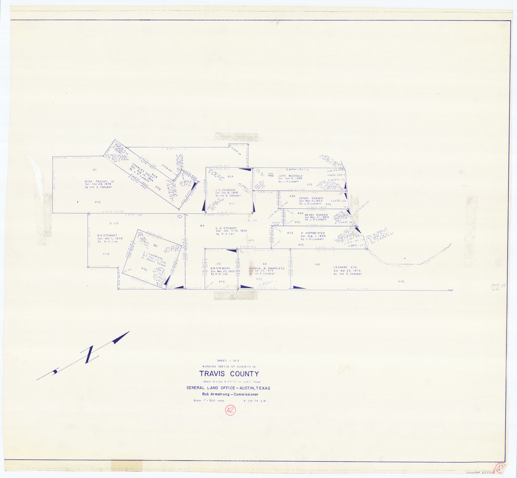 69426, Travis County Working Sketch 42, General Map Collection