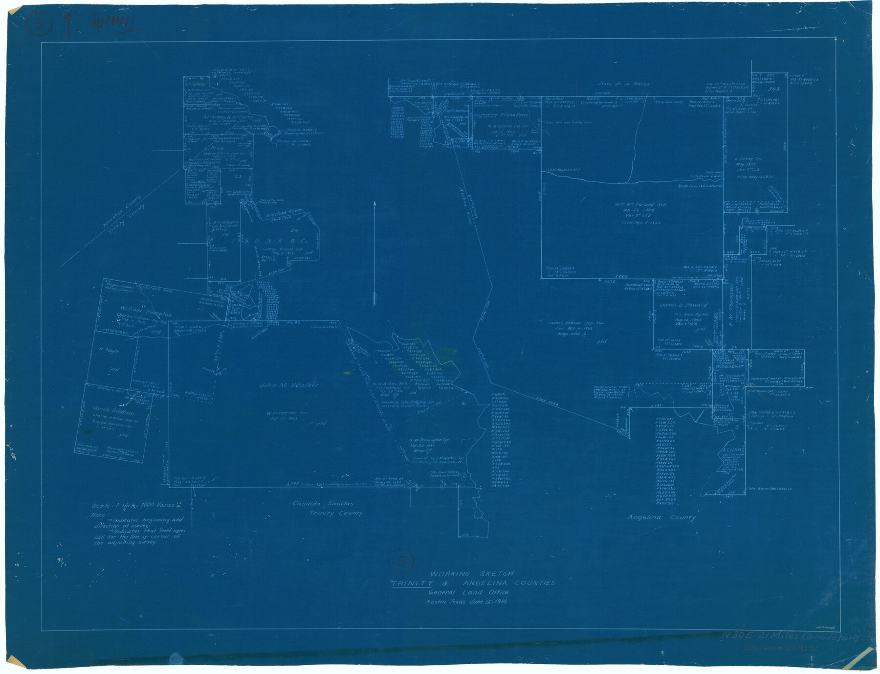 69453, Trinity County Working Sketch 5, General Map Collection