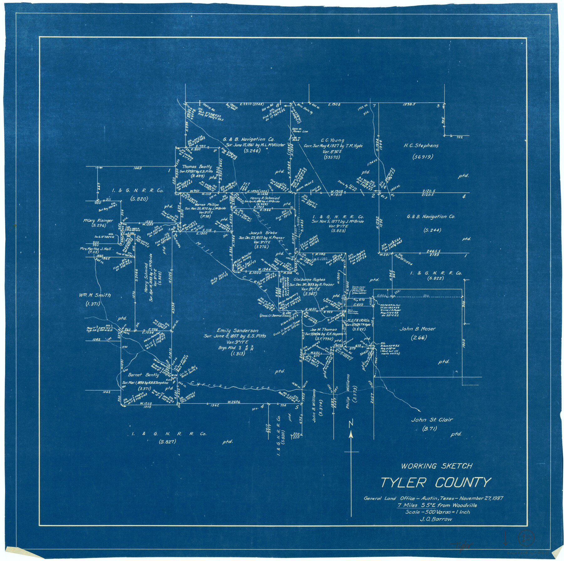 69480, Tyler County Working Sketch 10, General Map Collection