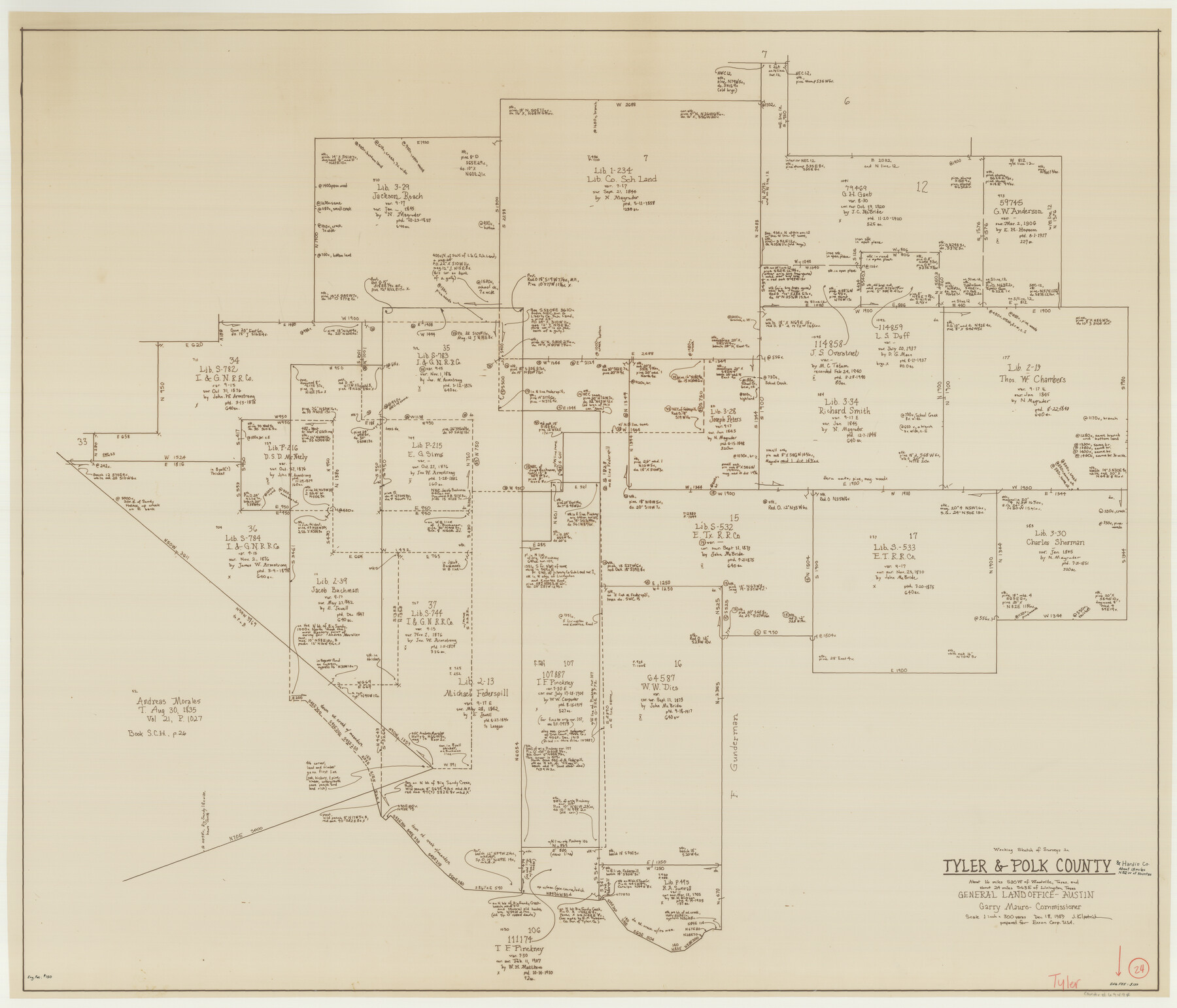 69494, Tyler County Working Sketch 24, General Map Collection