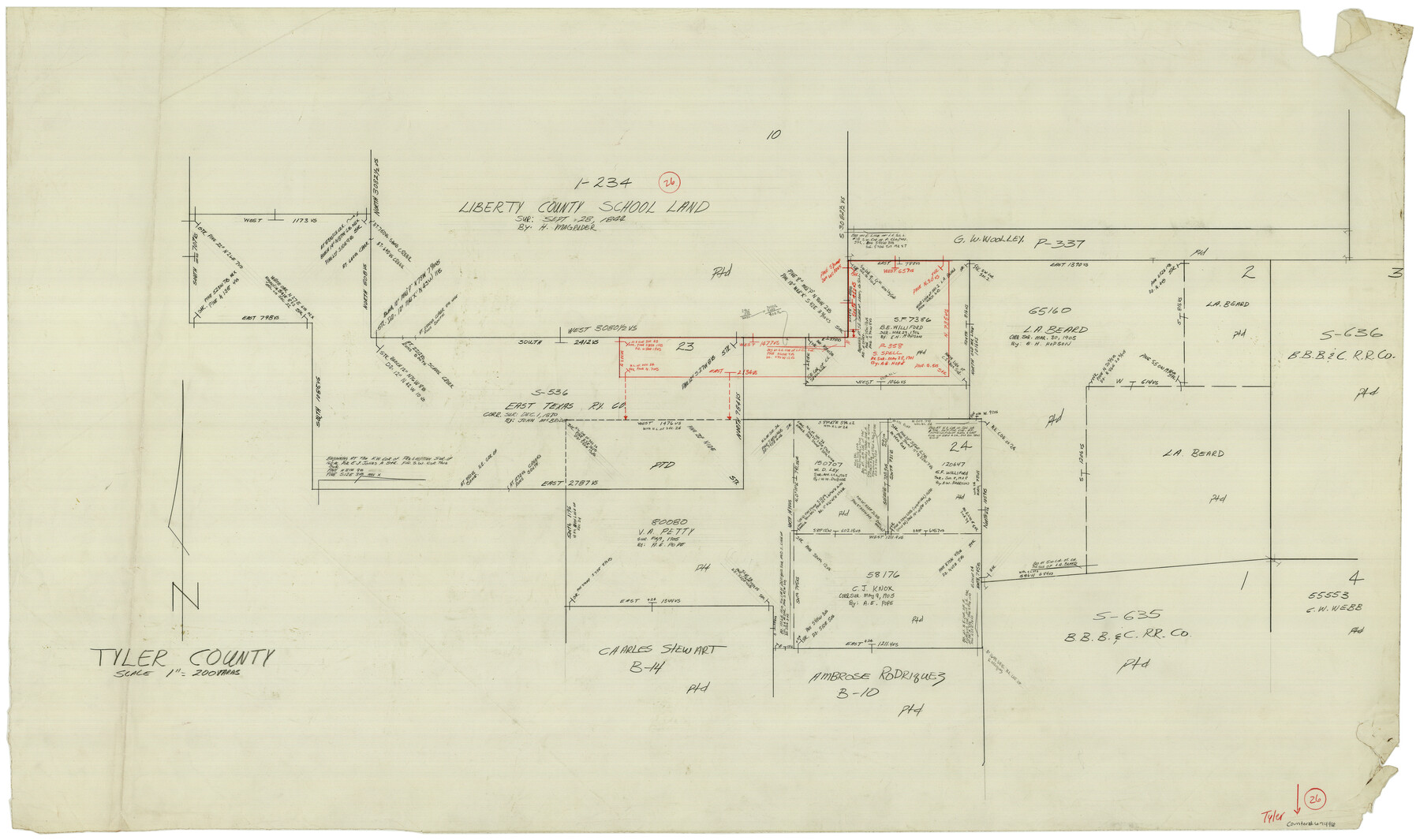 69496, Tyler County Working Sketch 26, General Map Collection
