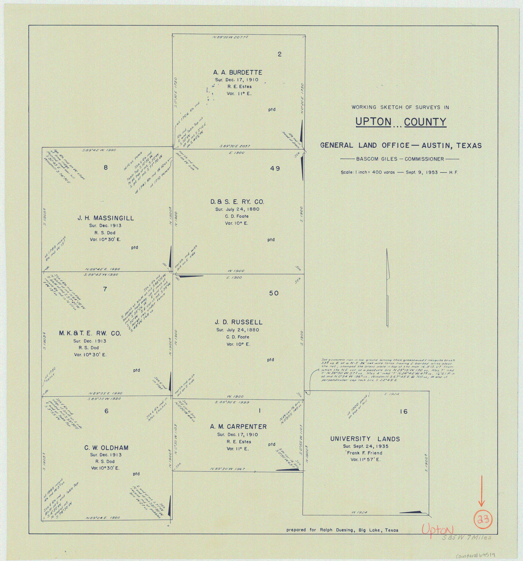 69519, Upton County Working Sketch 23, General Map Collection