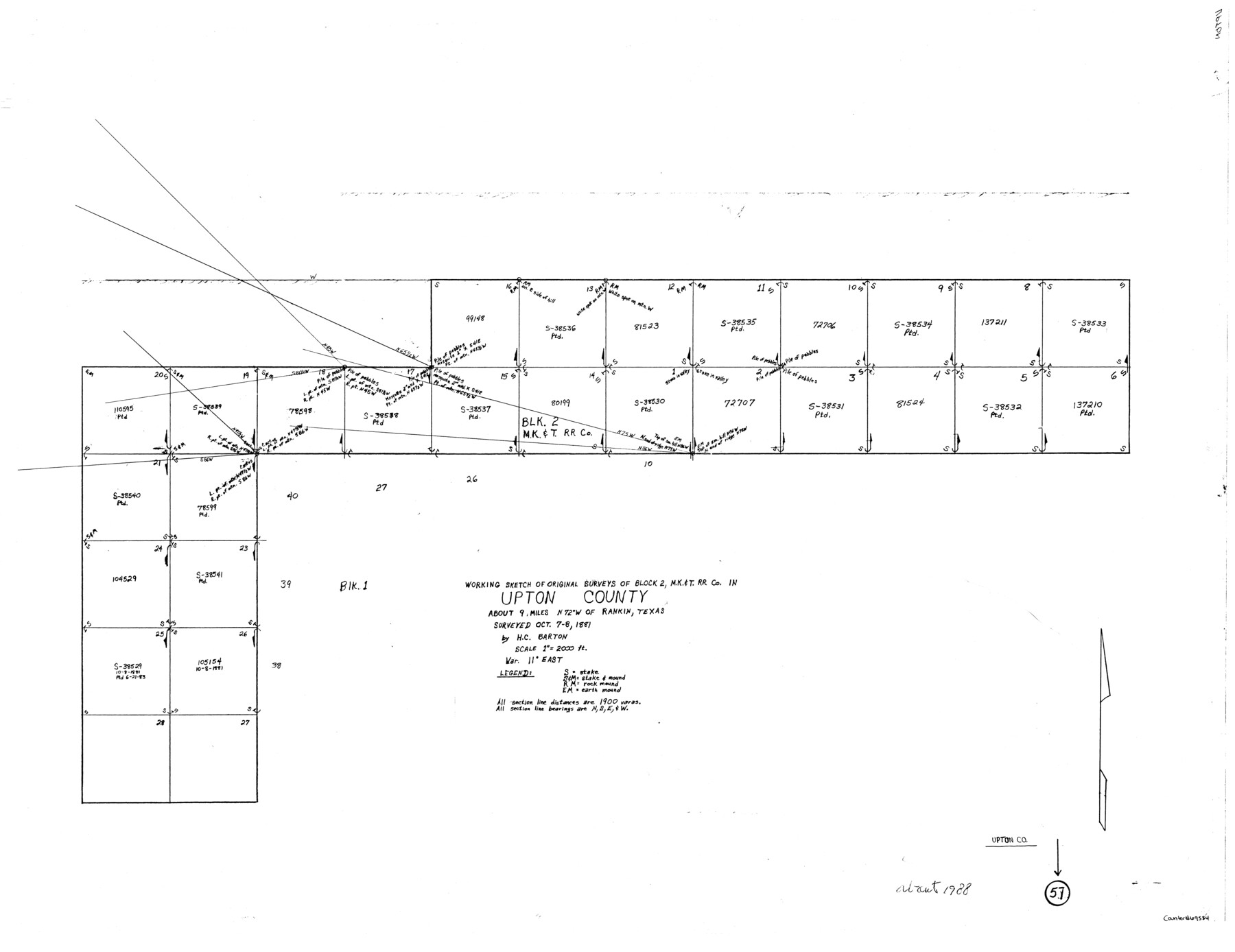 69554, Upton County Working Sketch 57, General Map Collection