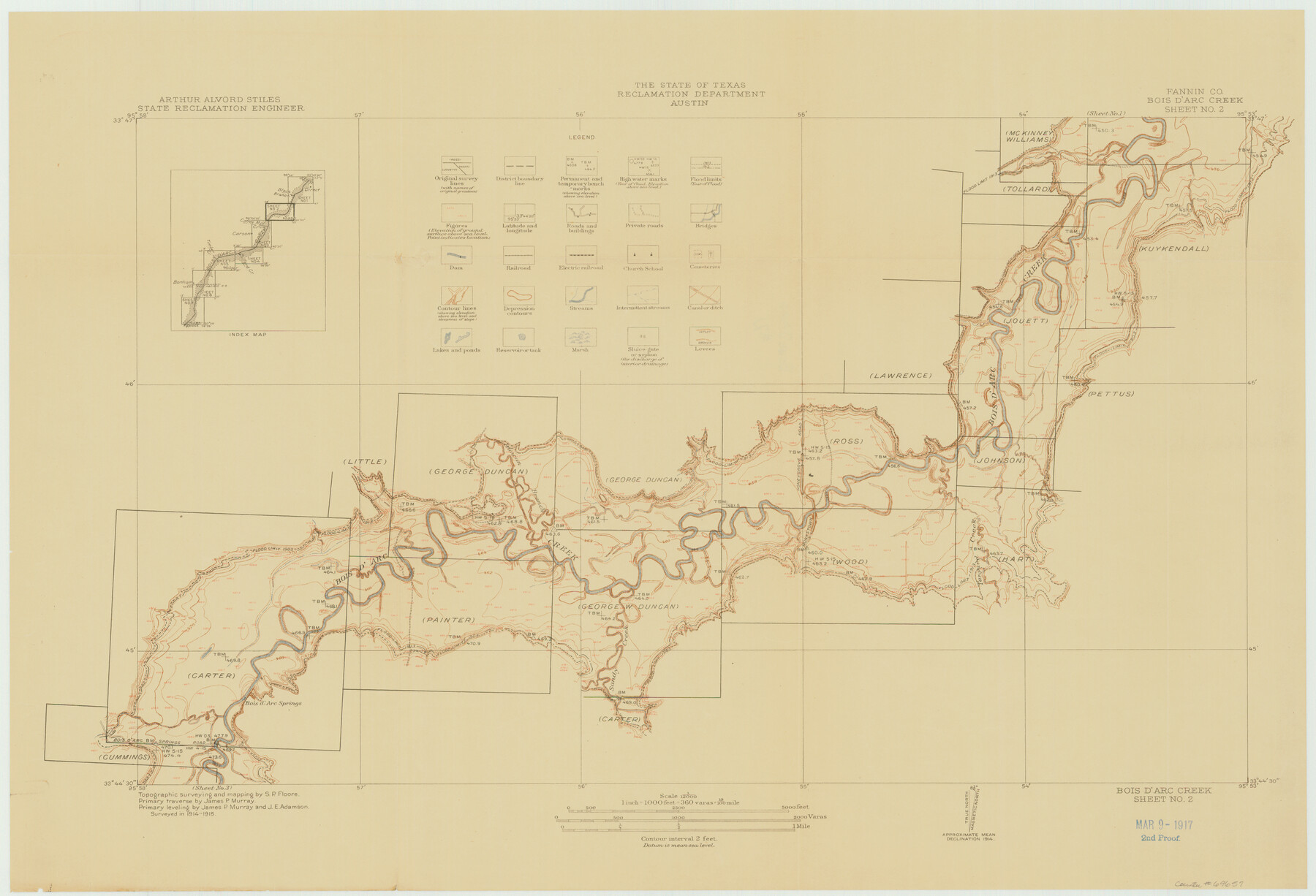 69657, Red River, Bois D'Arc Creek Floodway Sheet No. 2, General Map Collection