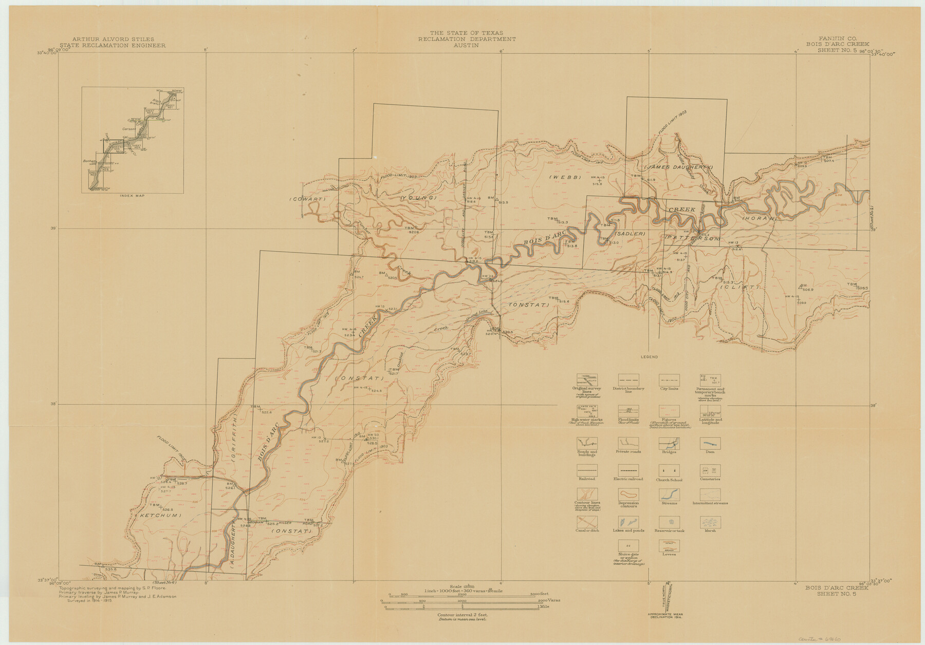 69660, Red River, Bois D'Arc Creek Floodway Sheet No. 5, General Map Collection