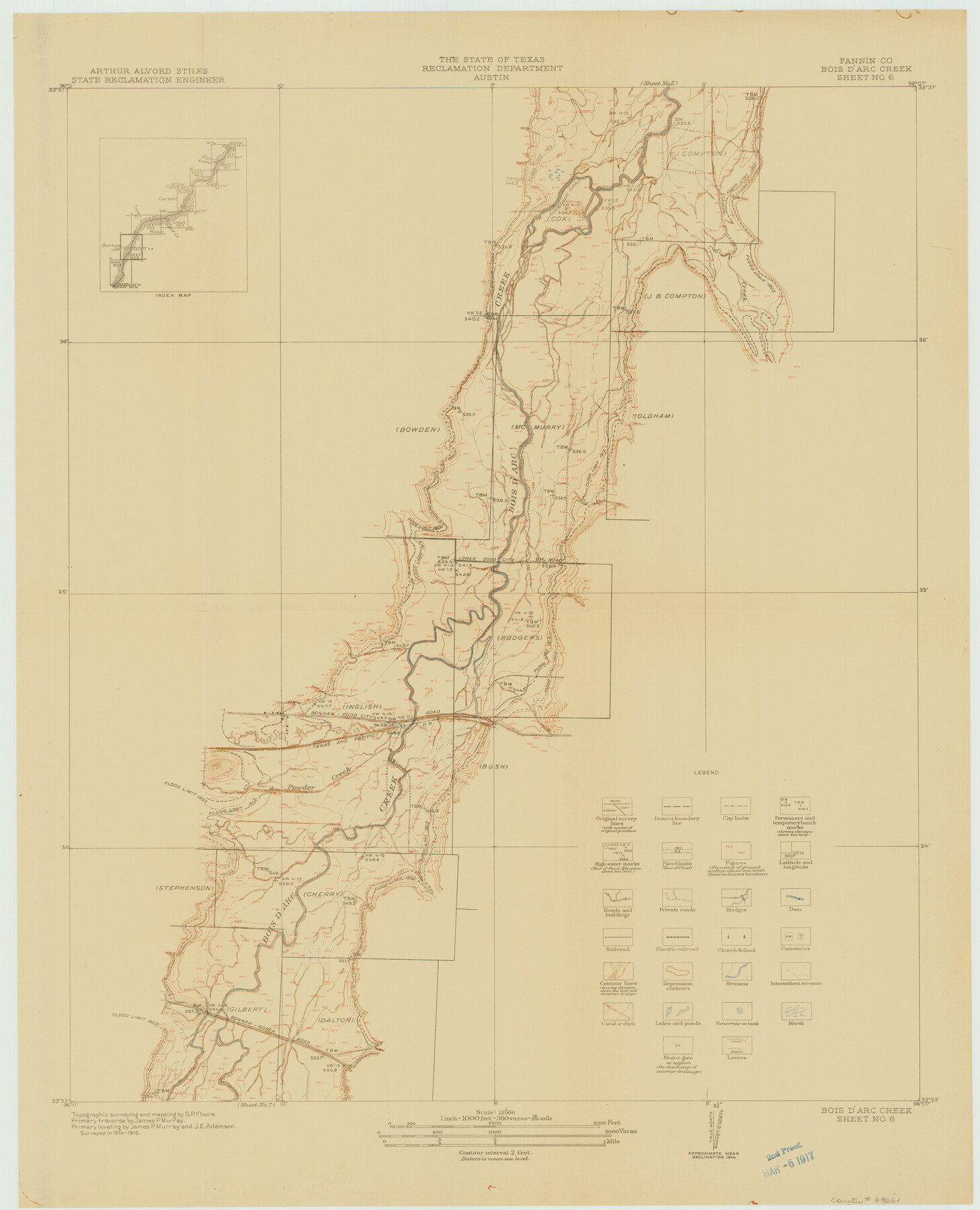 69661, Red River, Bois D'Arc Creek Floodway Sheet No. 6, General Map Collection