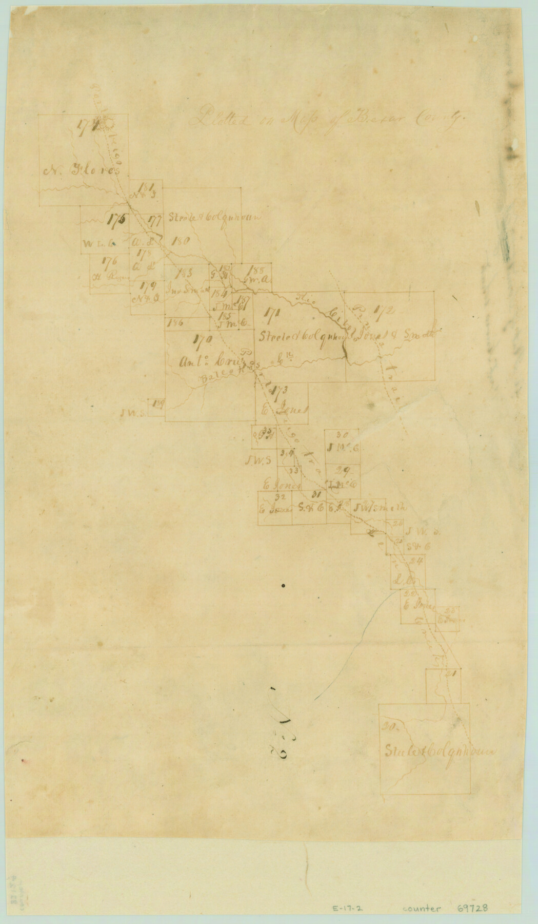 69728, [Surveys along the Cibolo, Balcones and Leon Creeks], General Map Collection