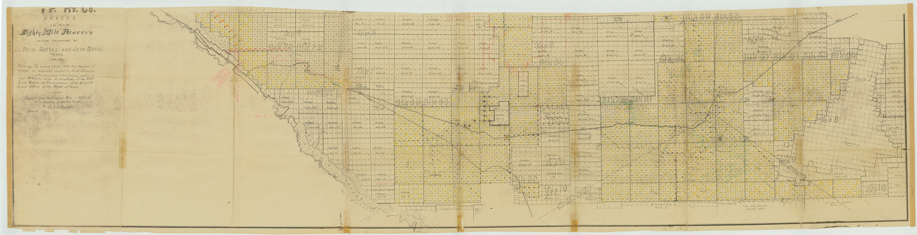 69766, [Index map of T. & P. Ry. Company’s 80-mile Trans-Pecos Reserve’s perpetuated corners - South Part], General Map Collection
