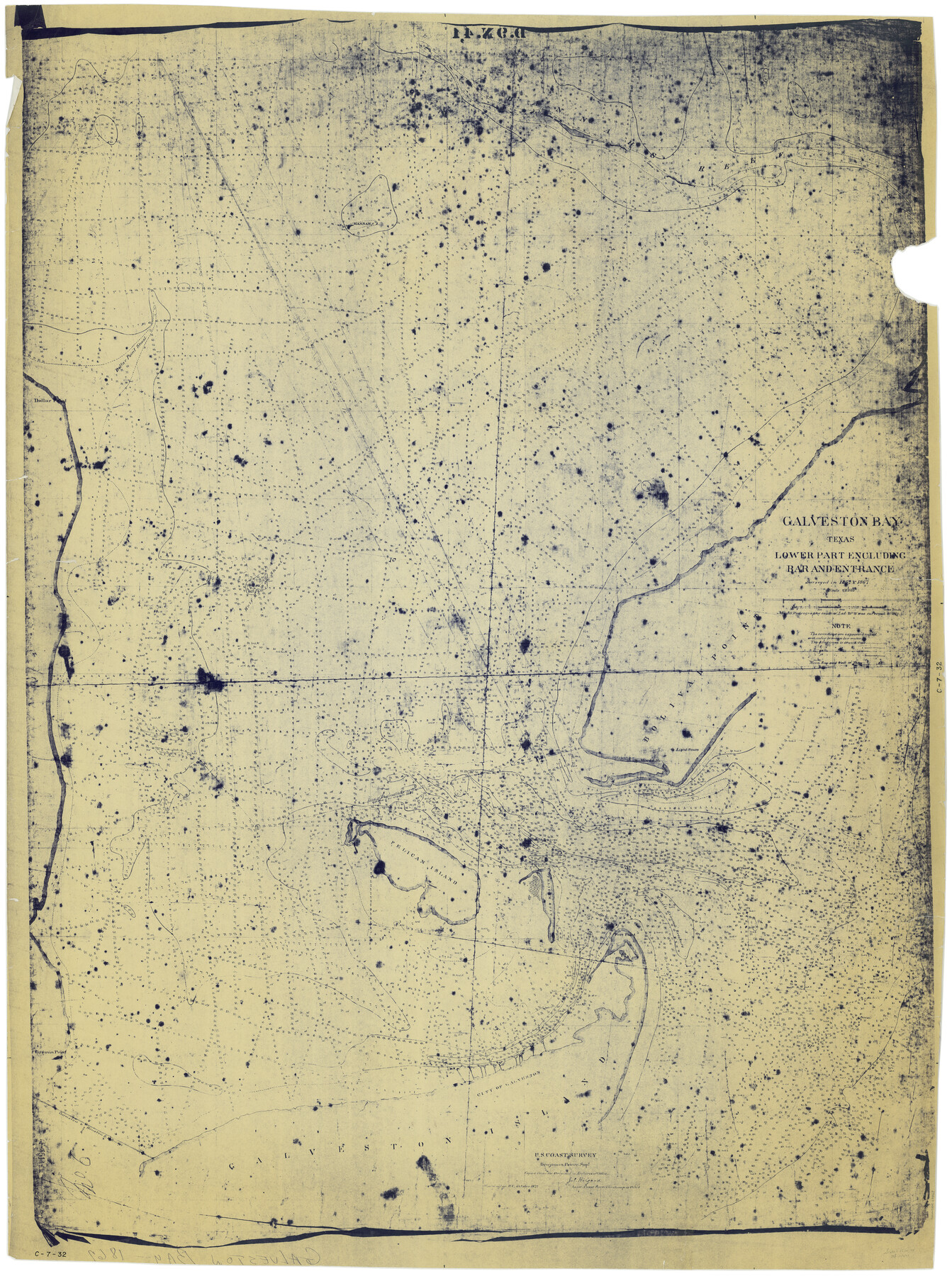 69869, Galveston Bay Texas Lower Part Encluding [sic] Bar and Entrance, General Map Collection
