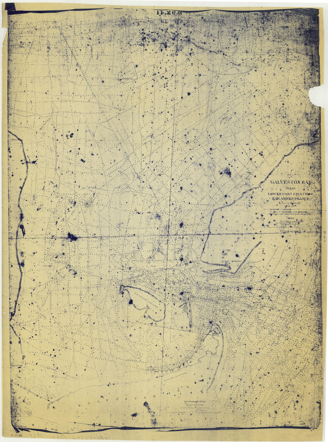 69869, Galveston Bay Texas Lower Part Encluding [sic] Bar and Entrance, General Map Collection