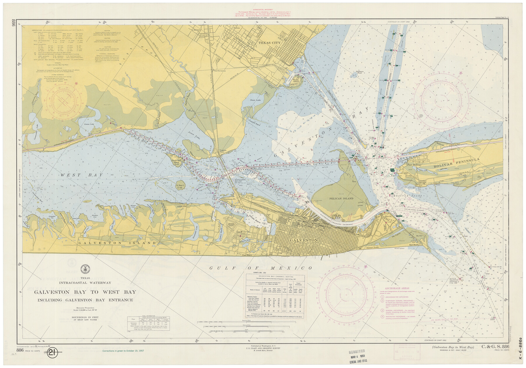 69932, Intracoastal Waterway - Galveston Bay to West Bay including Galveston Bay Entrance, General Map Collection
