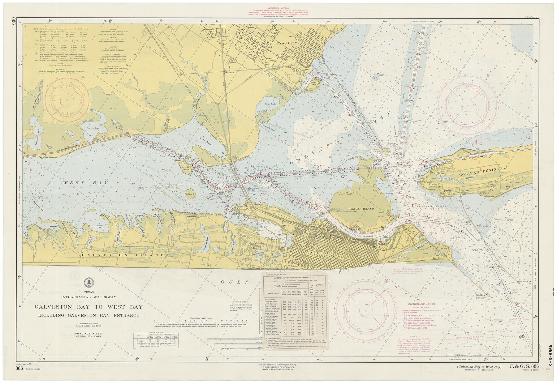 69934, Intracoastal Waterway - Galveston Bay to West Bay including Galveston Bay Entrance, General Map Collection
