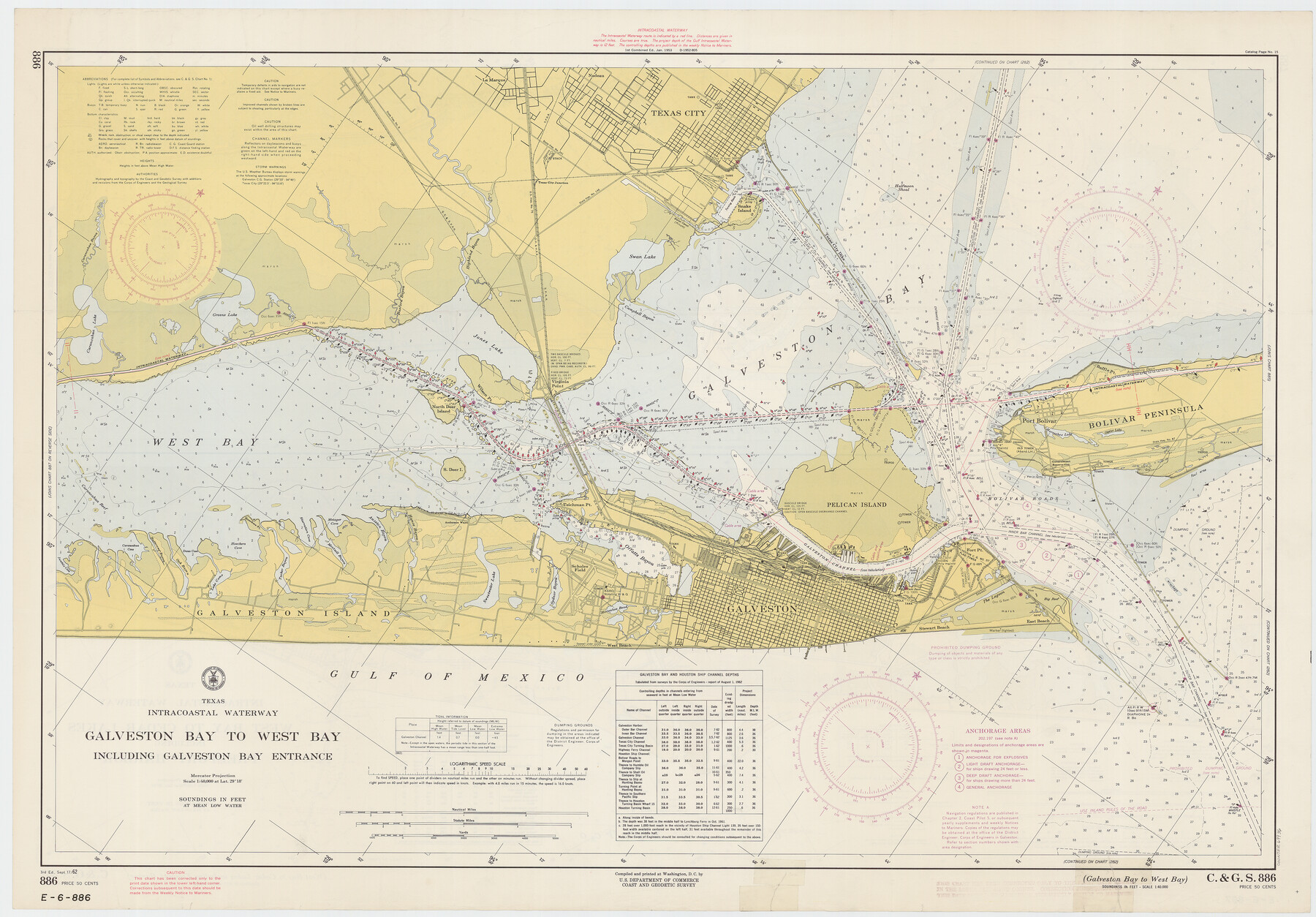 Intracoastal Waterway - Galveston Bay to West Bay including Galveston Bay  Entrance | 69936, Intracoastal Waterway - Galveston Bay to West Bay  including Galveston Bay Entrance, General Map Collection | 69936,  Intracoastal