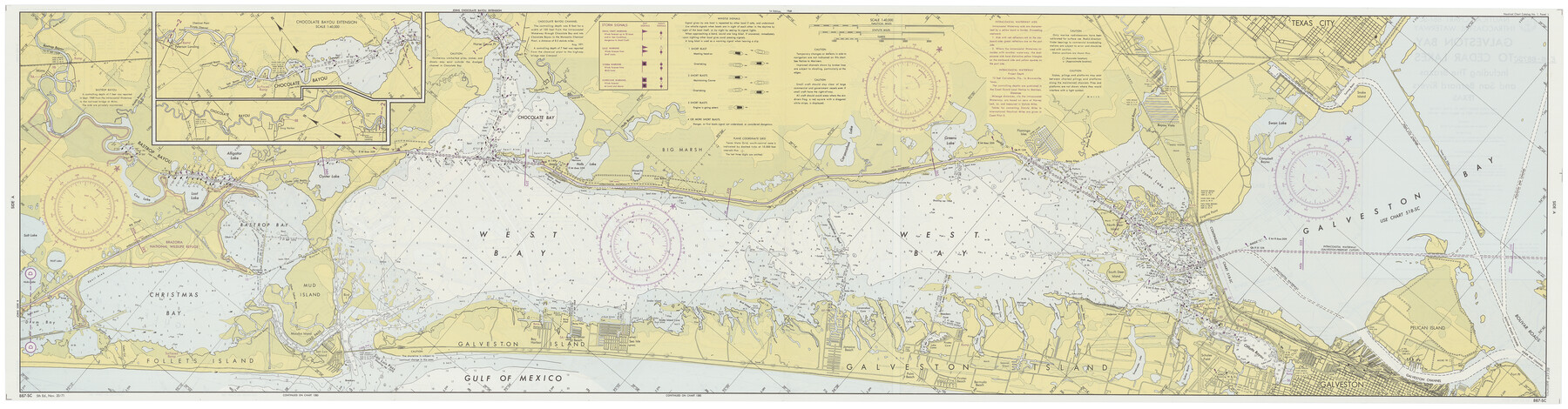 69938, Nautical Chart 887-SC Intracoastal Waterway - Galveston Bay to Cedar Lakes including the Brazos and San Bernard Rivers, Texas, General Map Collection
