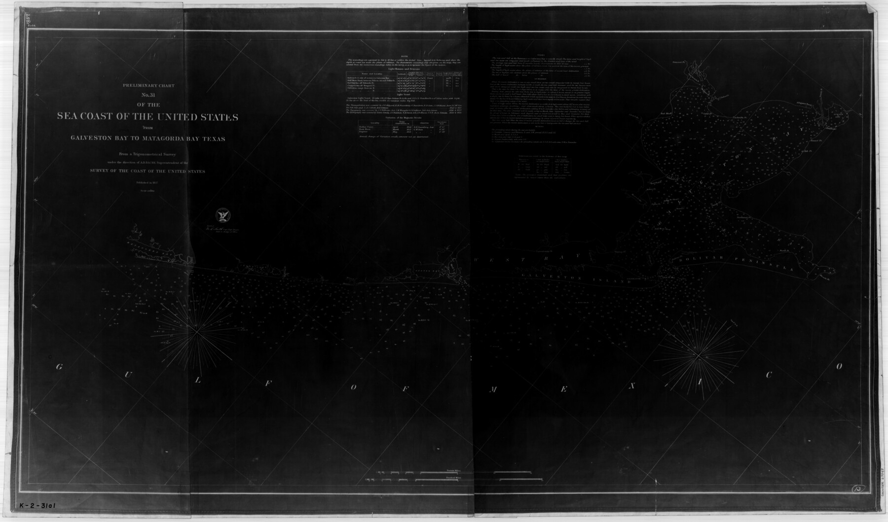 69949, Preliminary Chart No. 31 of the Sea Coast of the United States from Galveston Bay to Matagorda Bay, Texas, General Map Collection