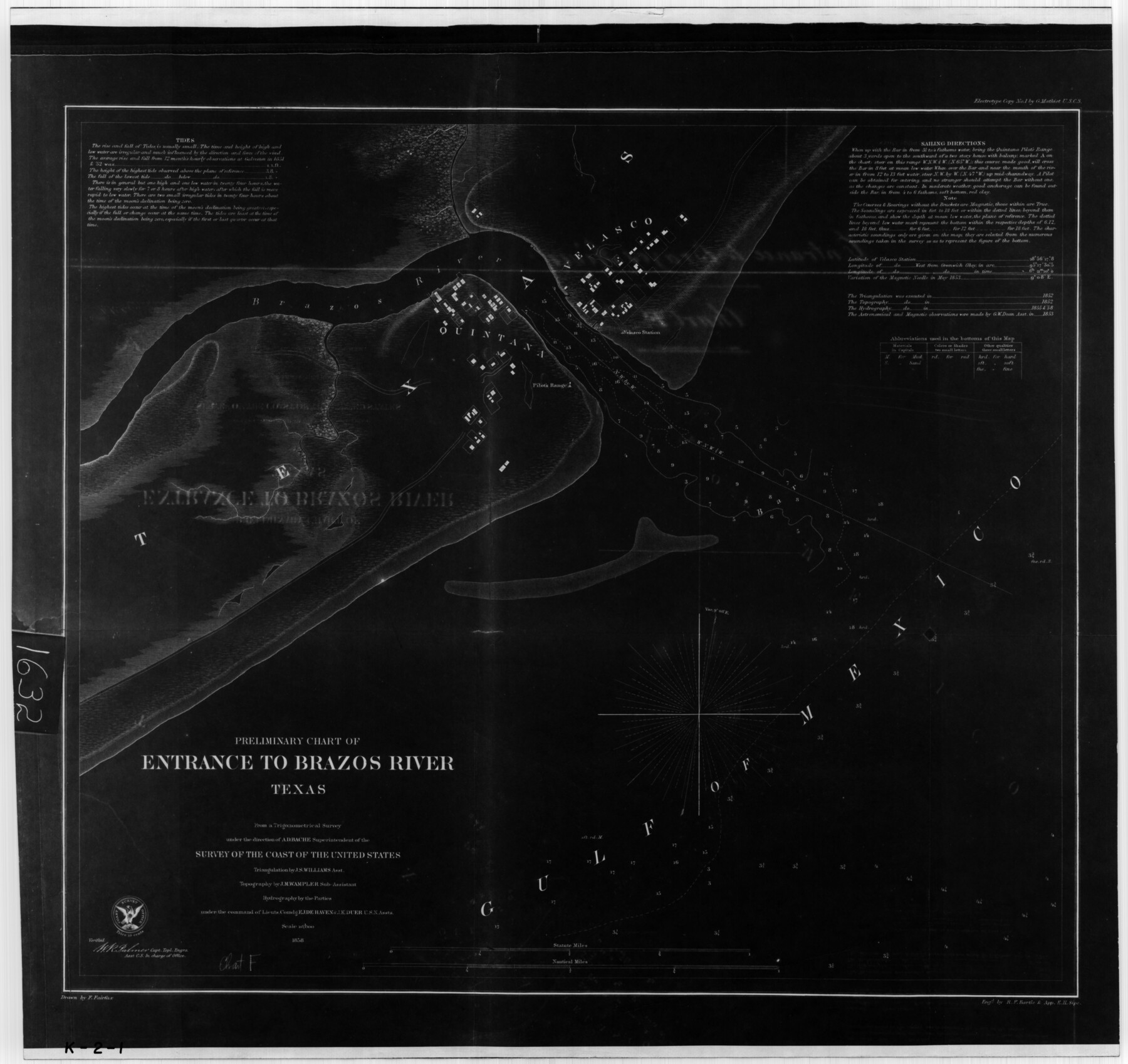 69973, Preliminary Chart of Entrance to Brazos River, Texas, General Map Collection