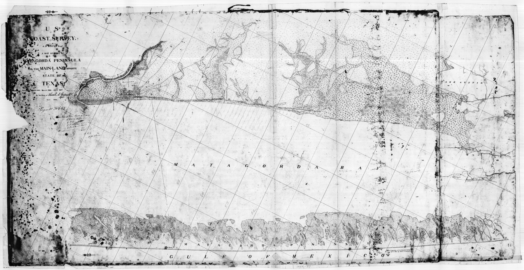 69979, A Map of Part of Matagorda Peninsula and the Main-land Opposite State of Texas, General Map Collection