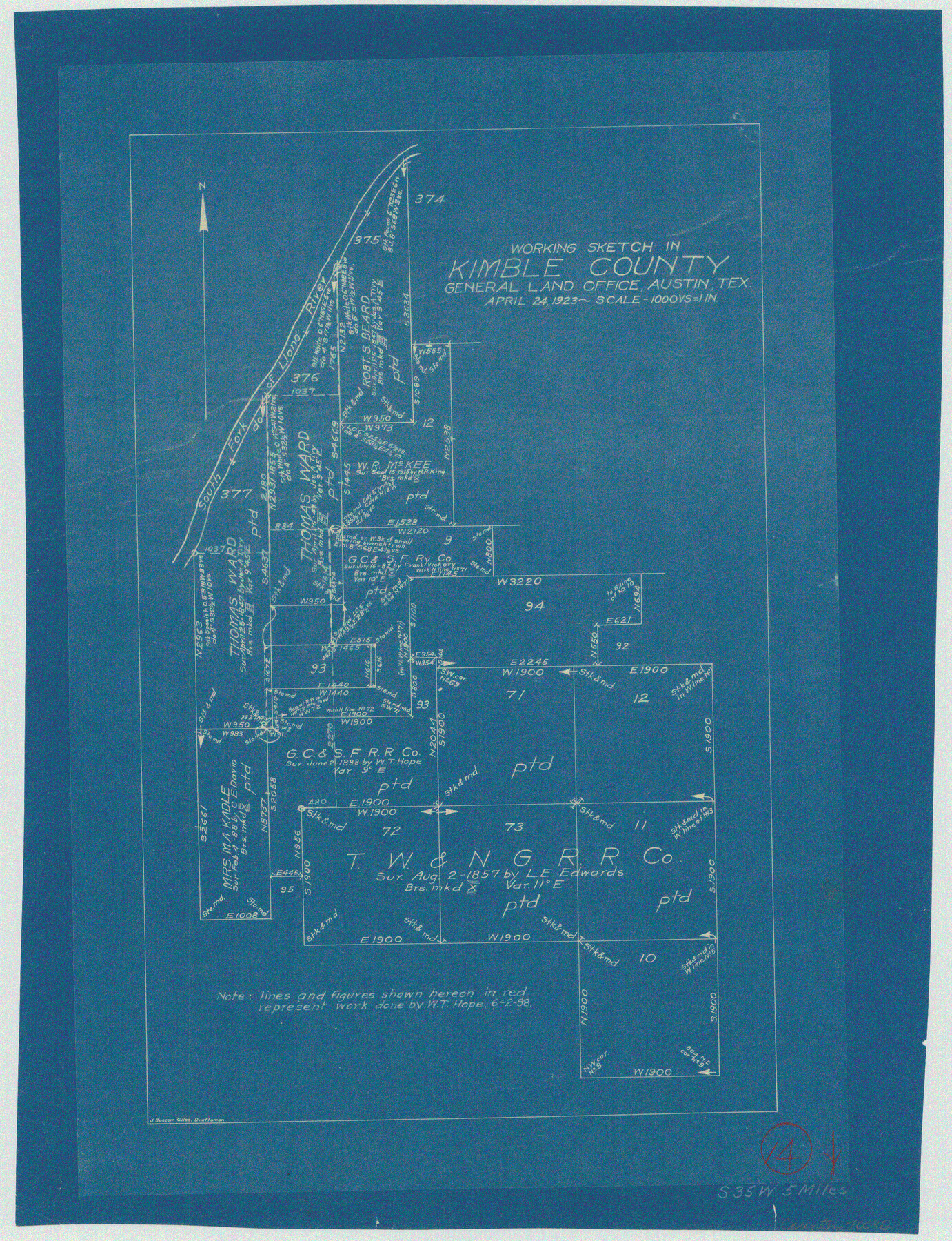 70082, Kimble County Working Sketch 14, General Map Collection