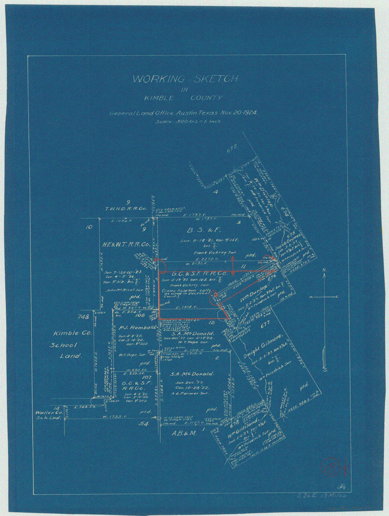 70086, Kimble County Working Sketch 18, General Map Collection