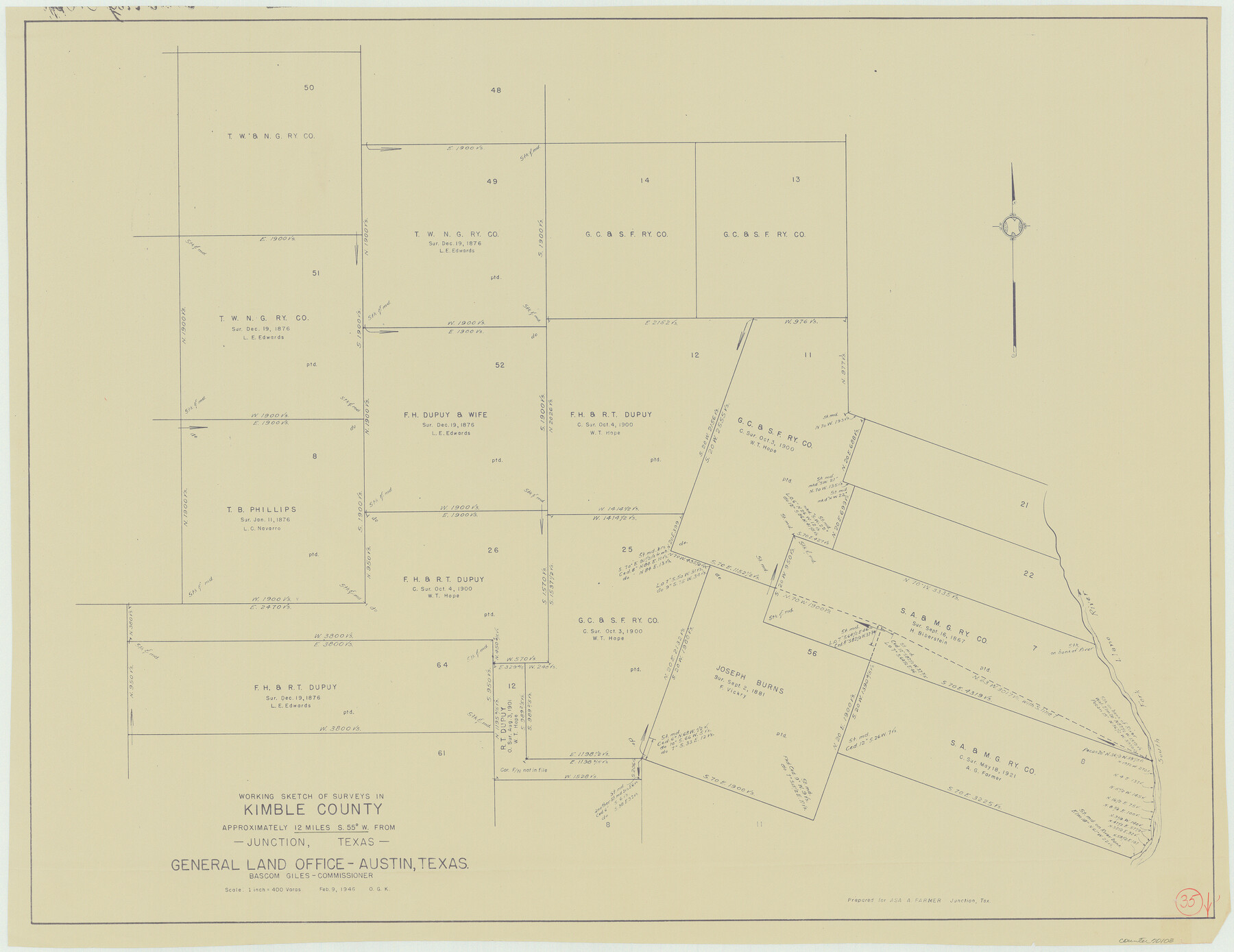 70103, Kimble County Working Sketch 35, General Map Collection