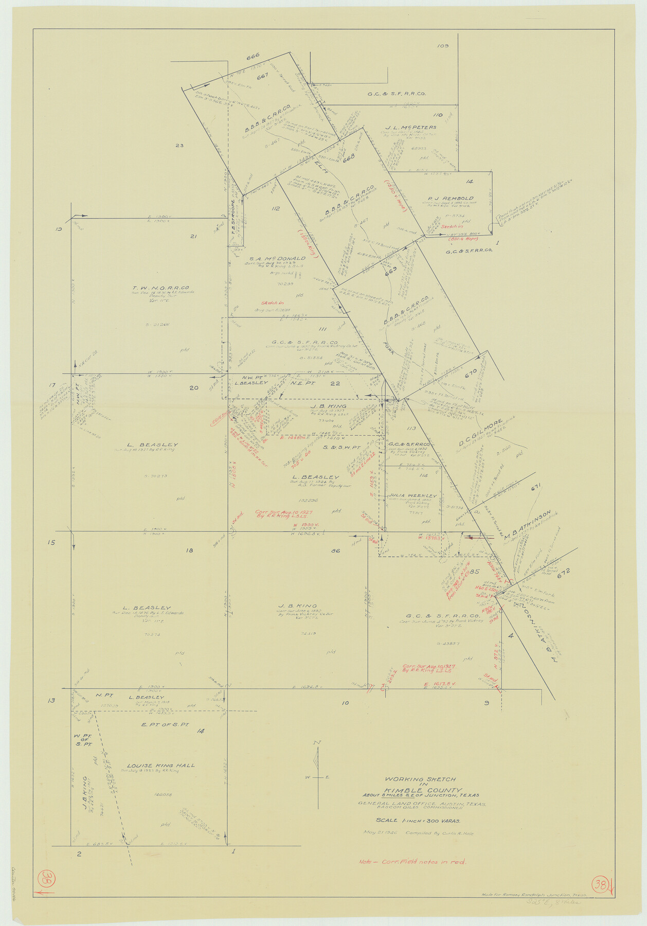70106, Kimble County Working Sketch 38, General Map Collection