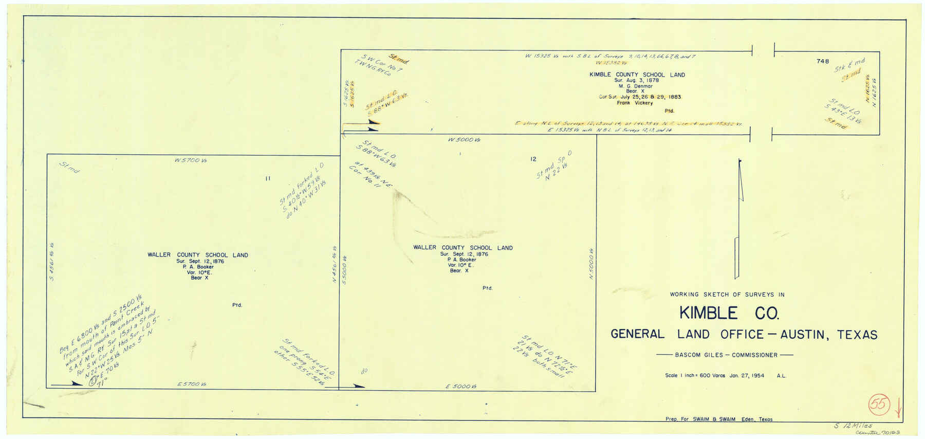 70123, Kimble County Working Sketch 55, General Map Collection