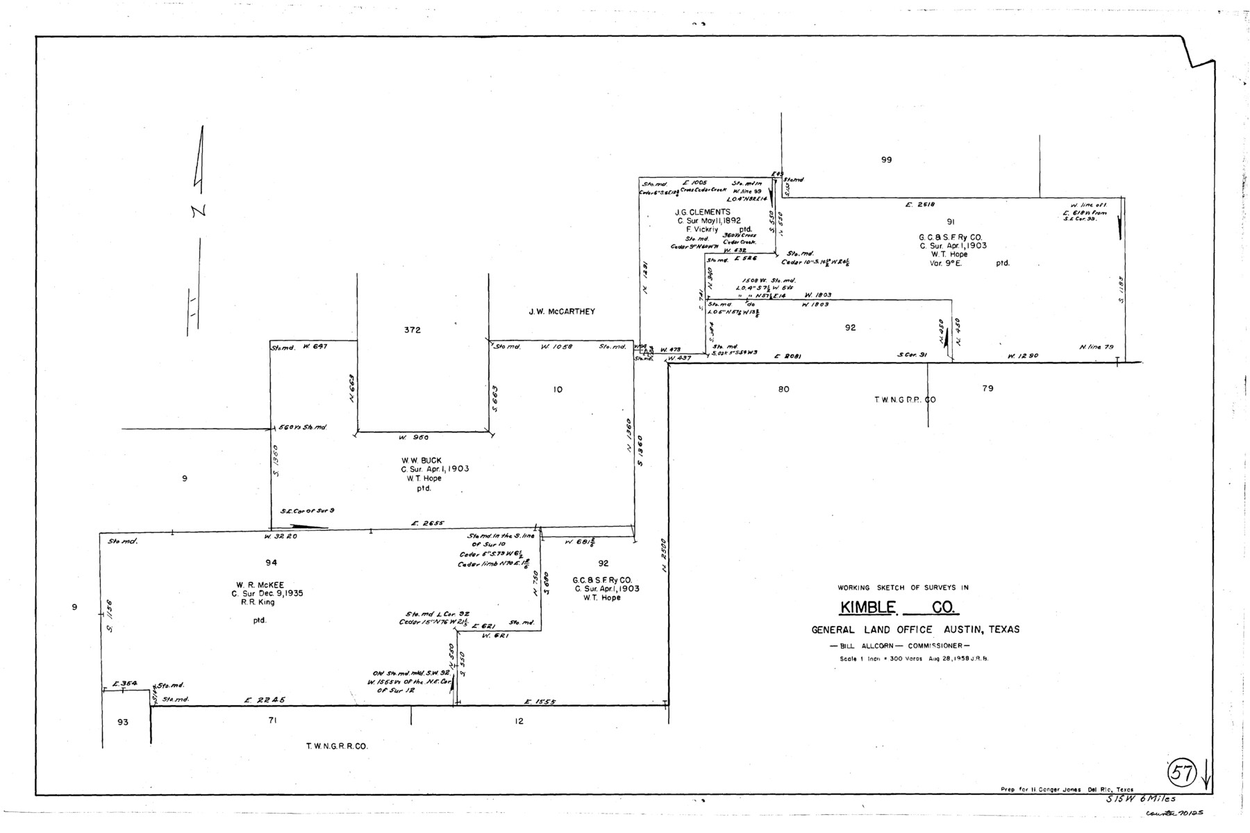 70125, Kimble County Working Sketch 57, General Map Collection