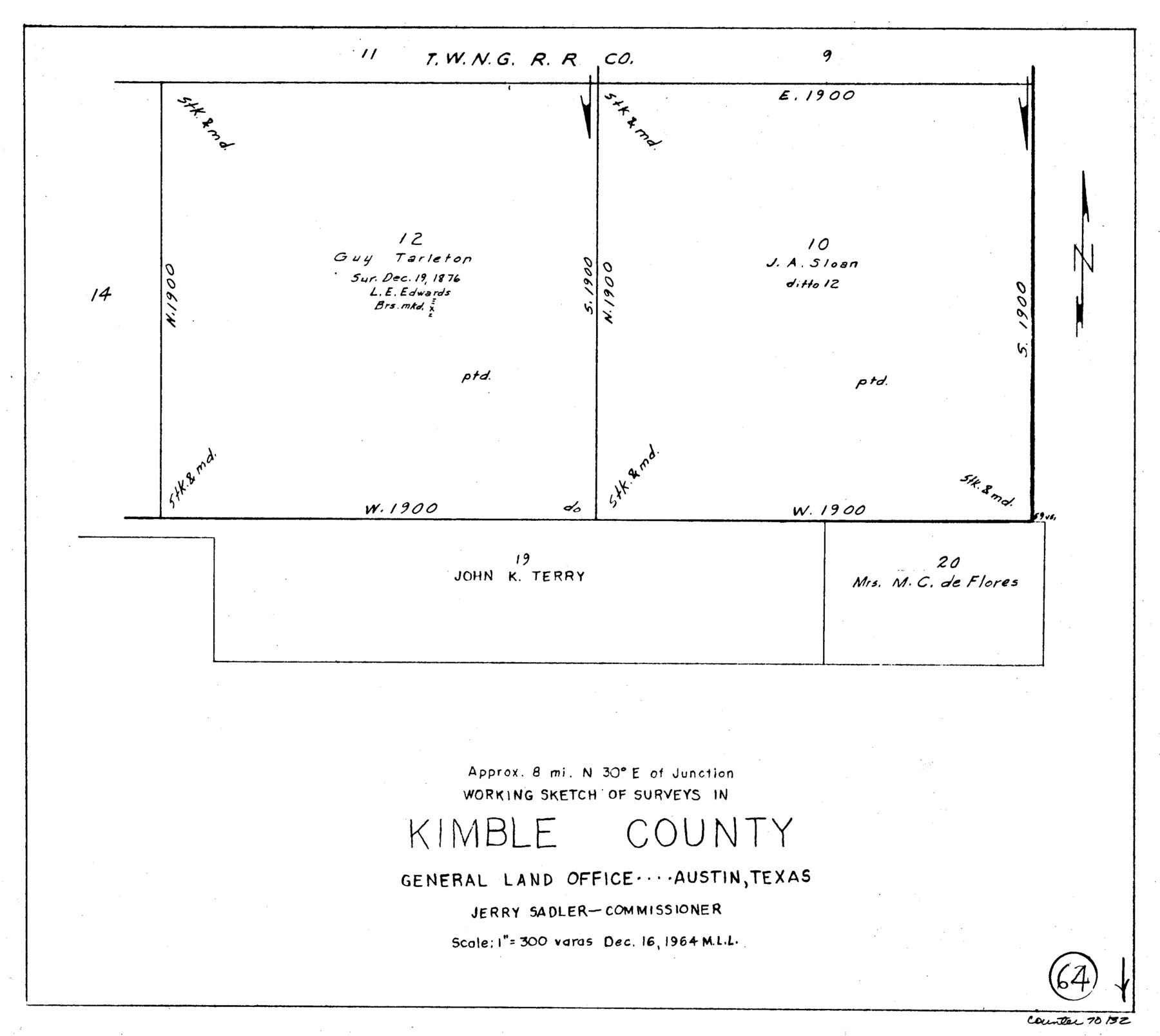 70132, Kimble County Working Sketch 64, General Map Collection