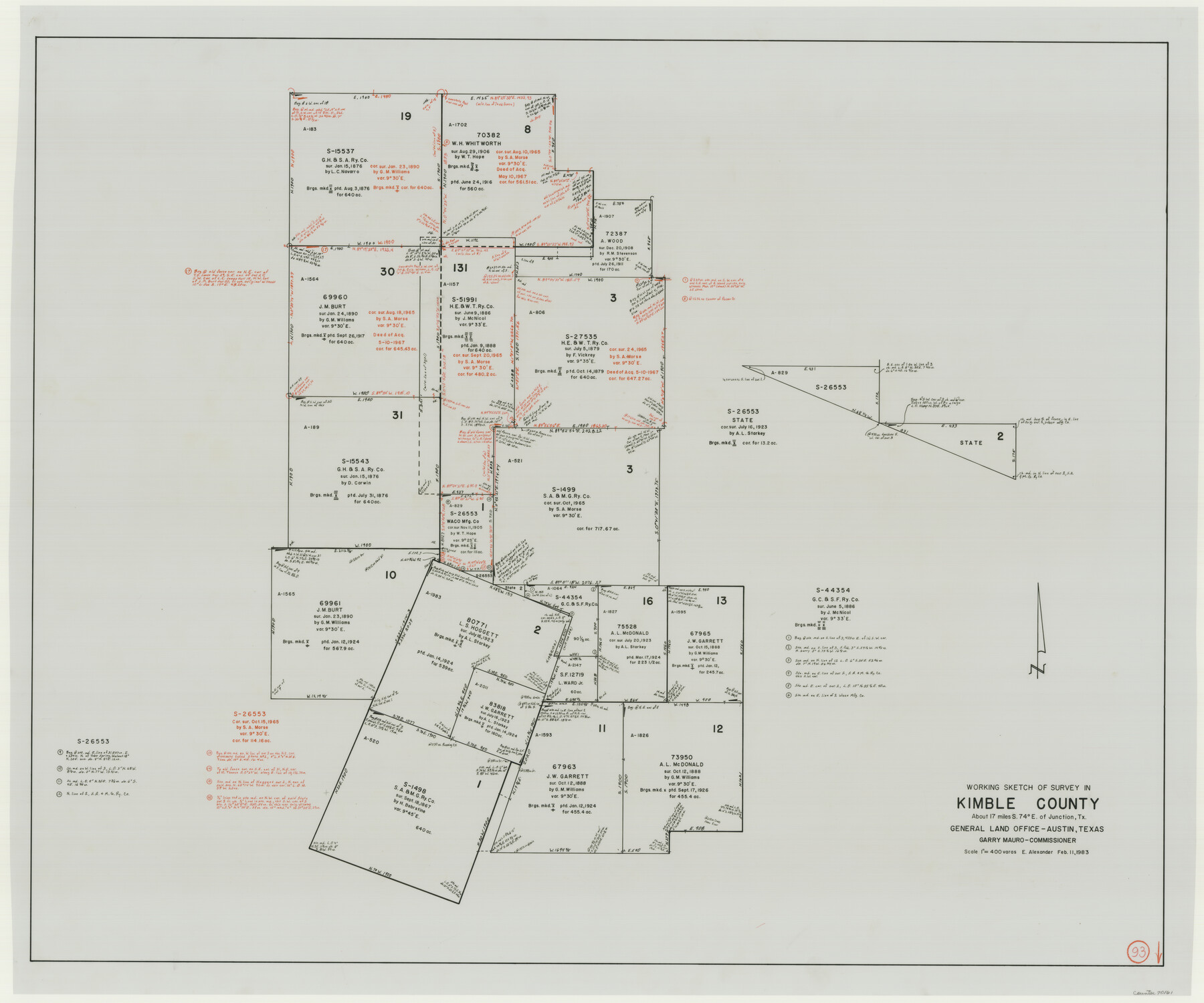 70161, Kimble County Working Sketch 93, General Map Collection