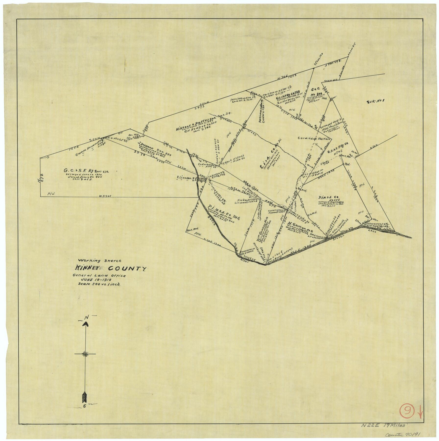 70191, Kinney County Working Sketch 9, General Map Collection