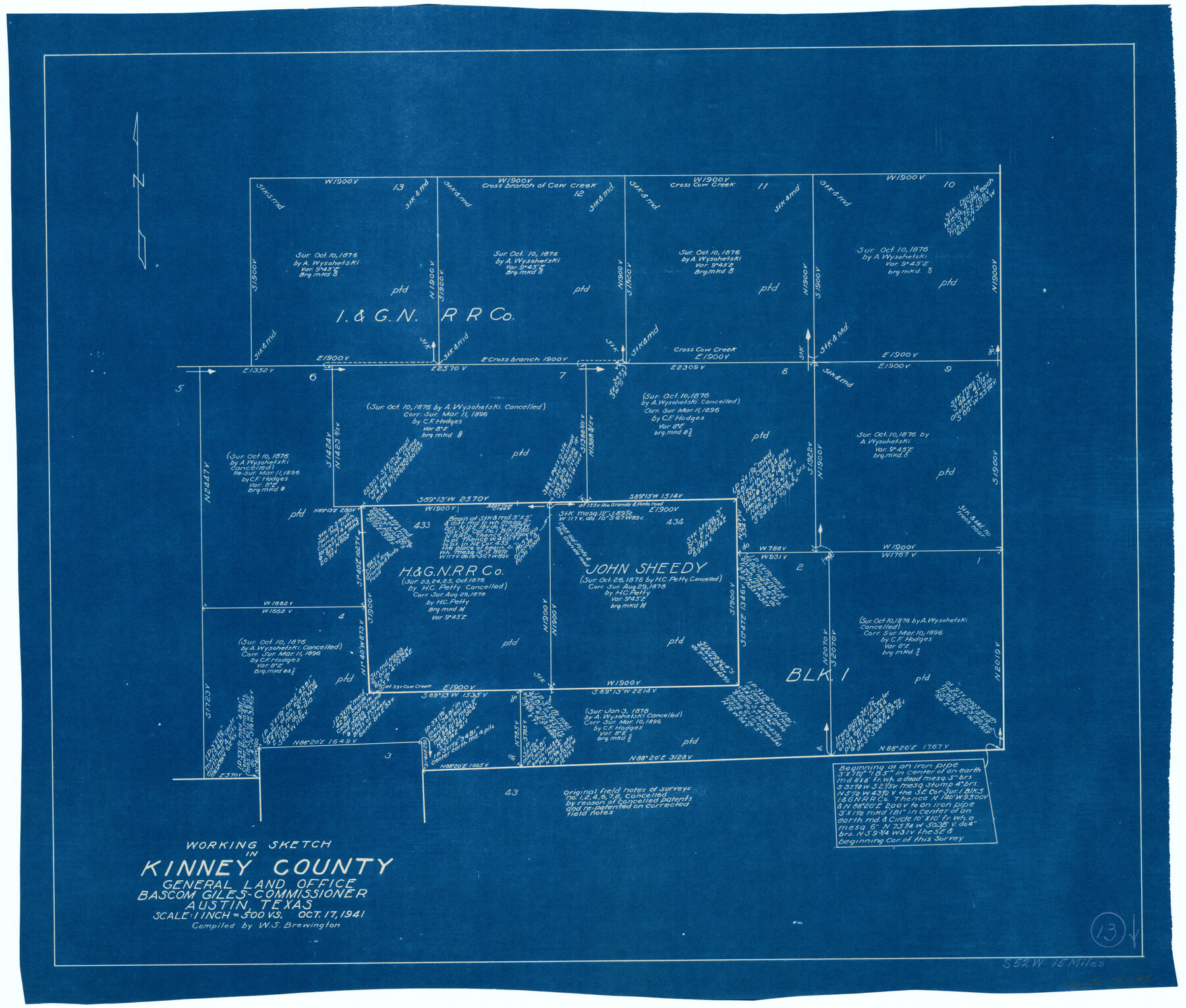 70195, Kinney County Working Sketch 13, General Map Collection