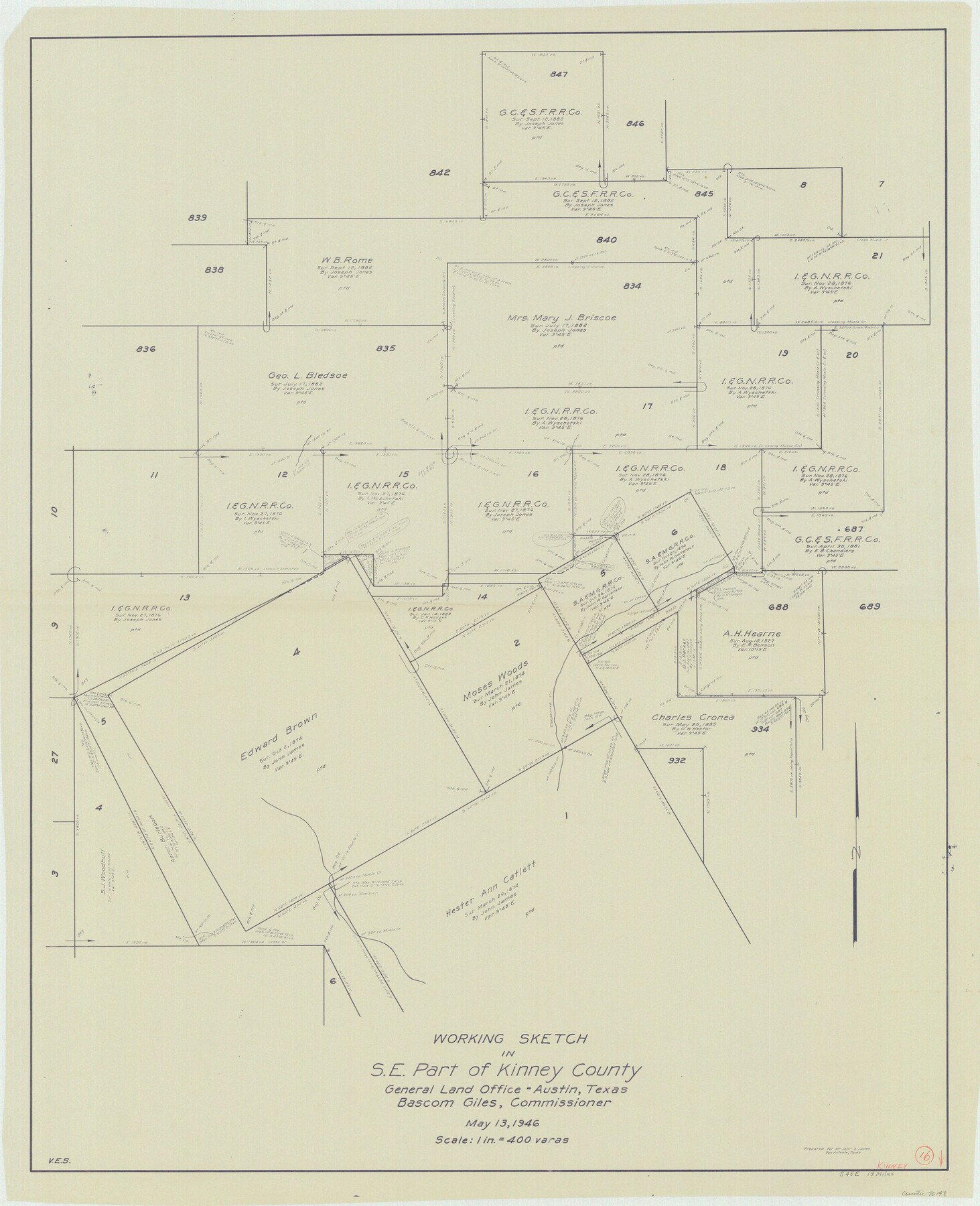 70198, Kinney County Working Sketch 16, General Map Collection