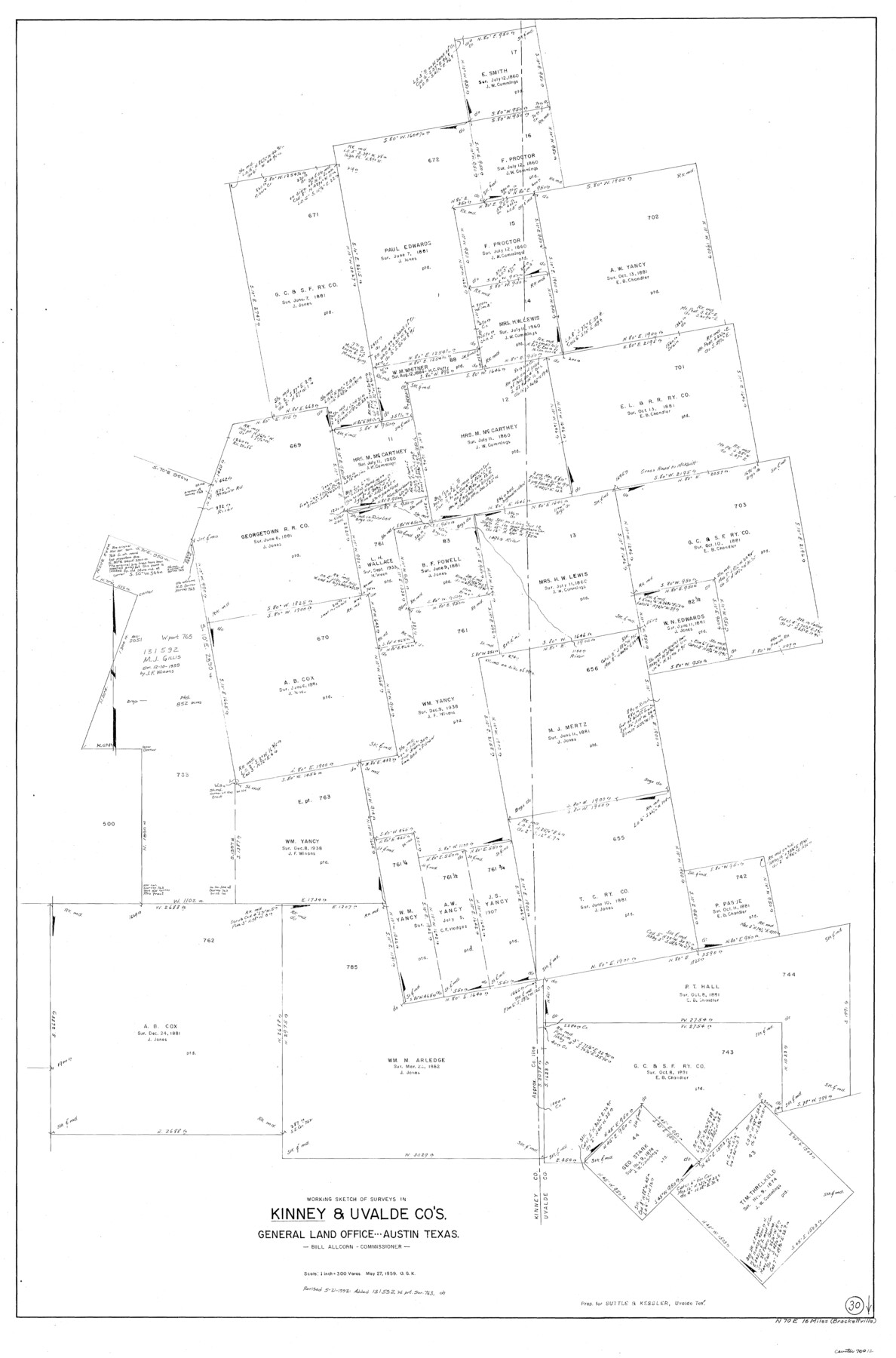 70212, Kinney County Working Sketch 30, General Map Collection