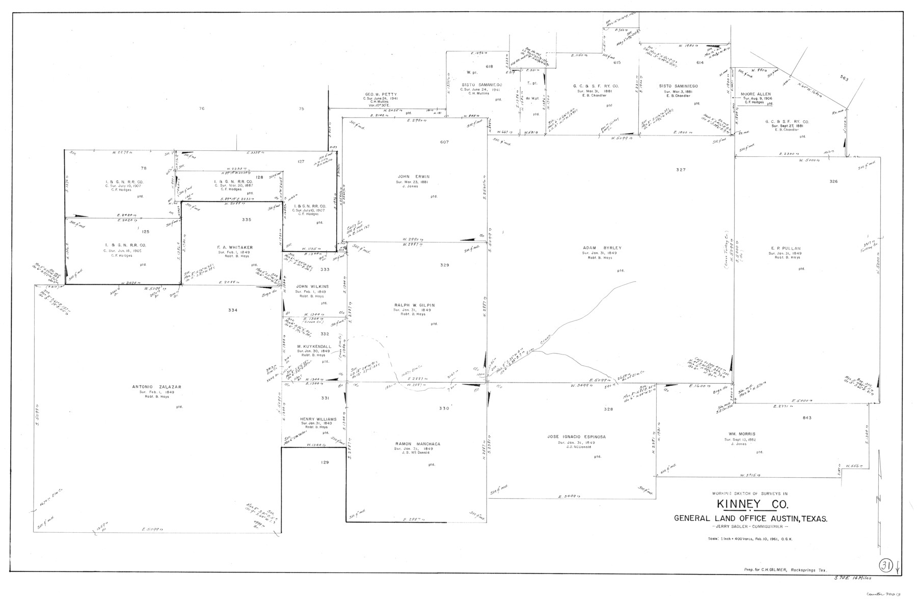 70213, Kinney County Working Sketch 31, General Map Collection