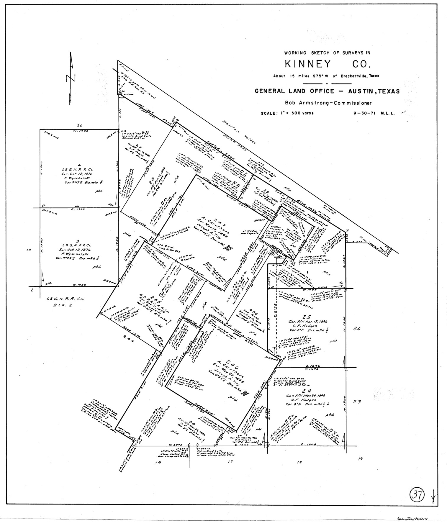 70219, Kinney County Working Sketch 37, General Map Collection