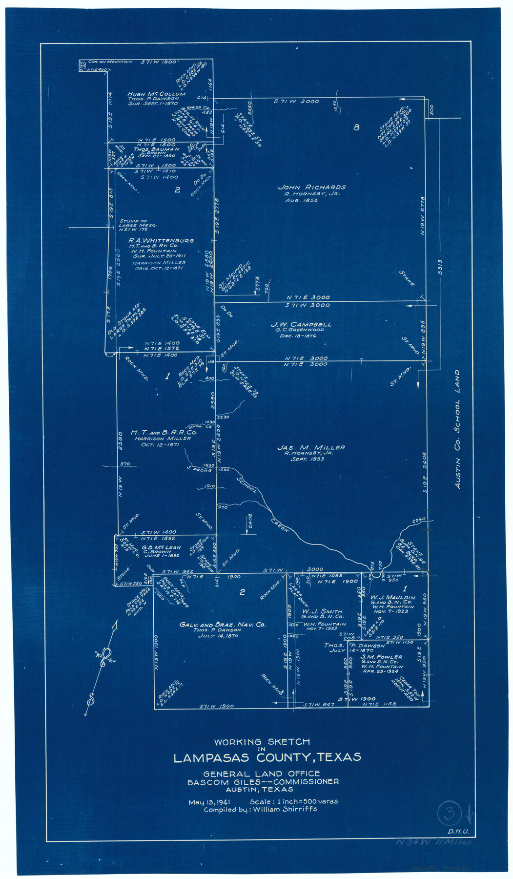 70280, Lampasas County Working Sketch 3, General Map Collection