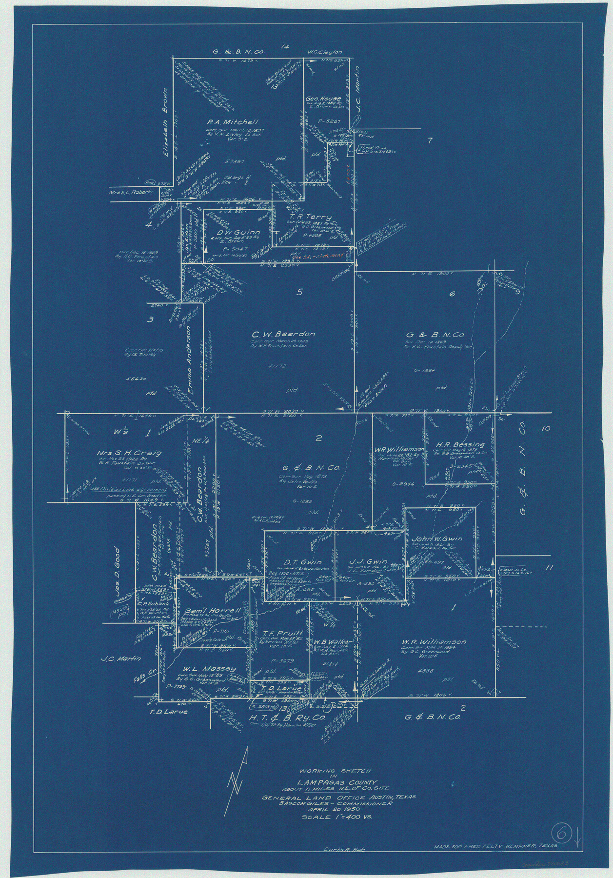 70283, Lampasas County Working Sketch 6, General Map Collection