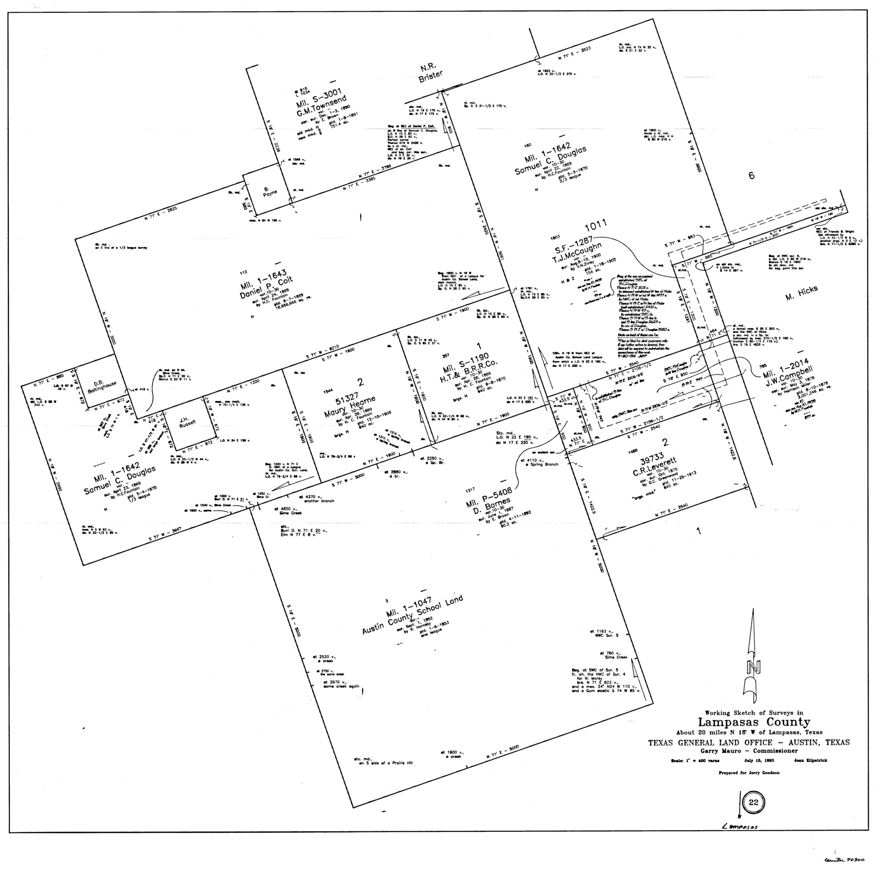 70300, Lampasas County Working Sketch 22, General Map Collection