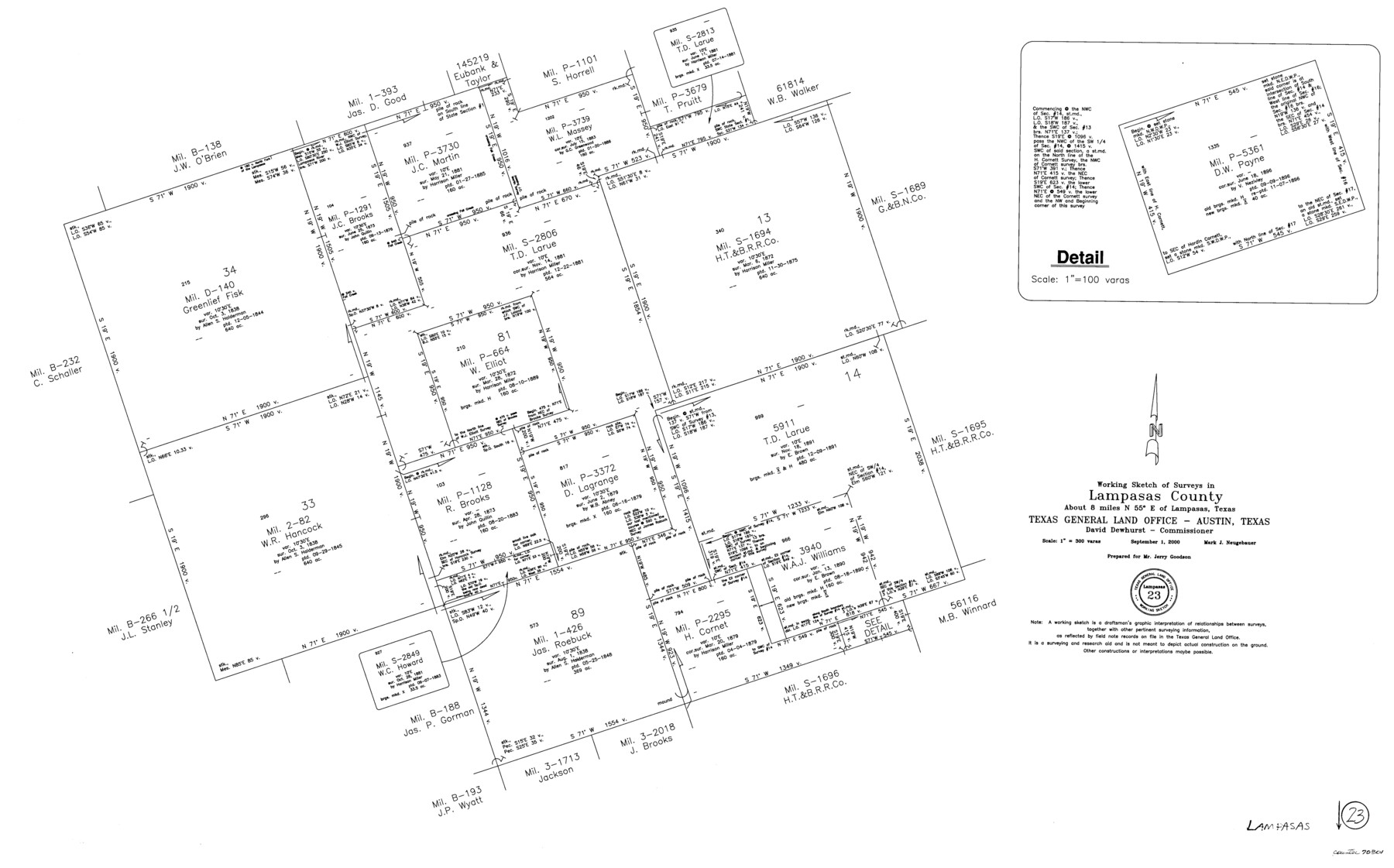 70301, Lampasas County Working Sketch 23, General Map Collection