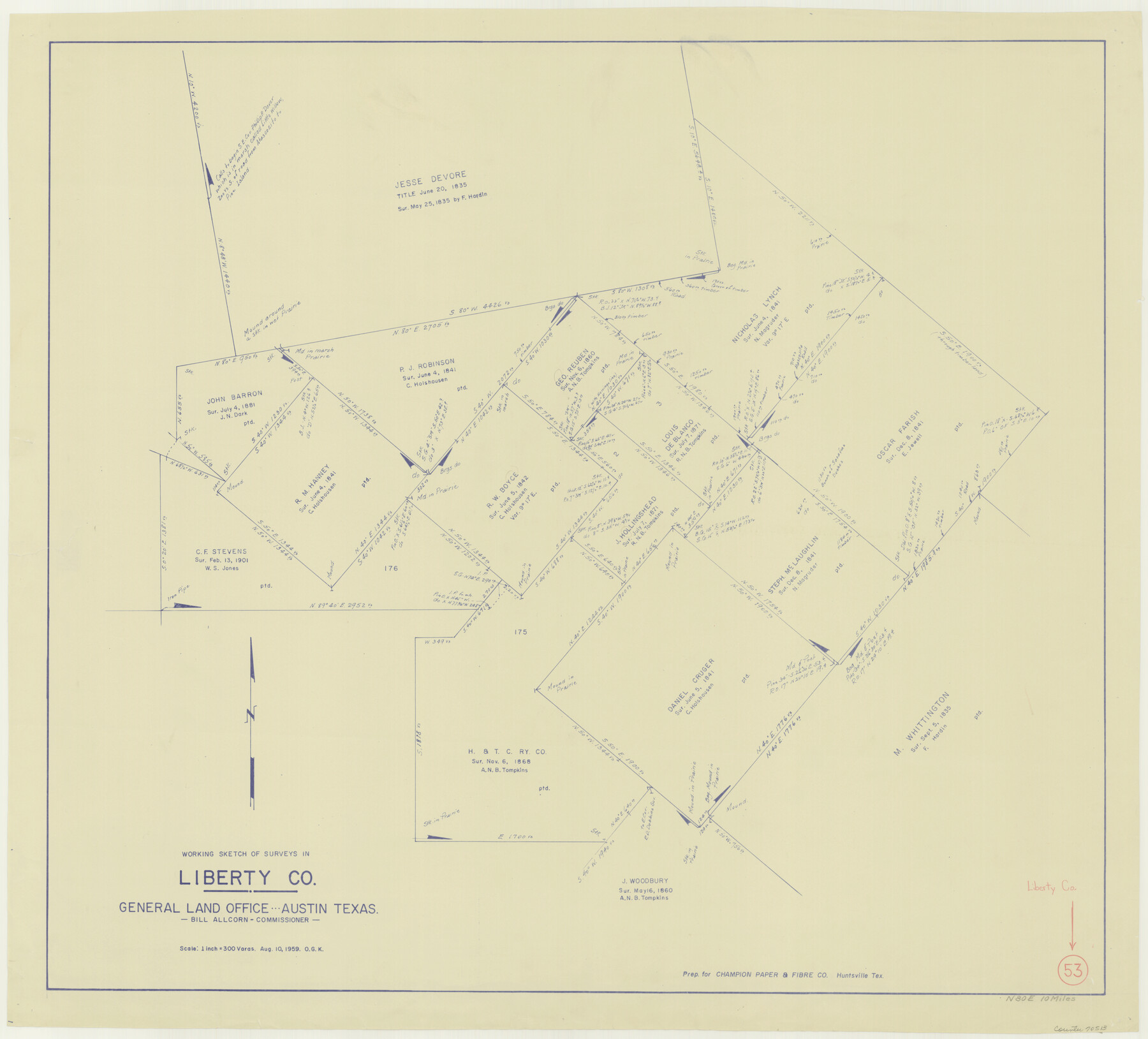 70513, Liberty County Working Sketch 53, General Map Collection