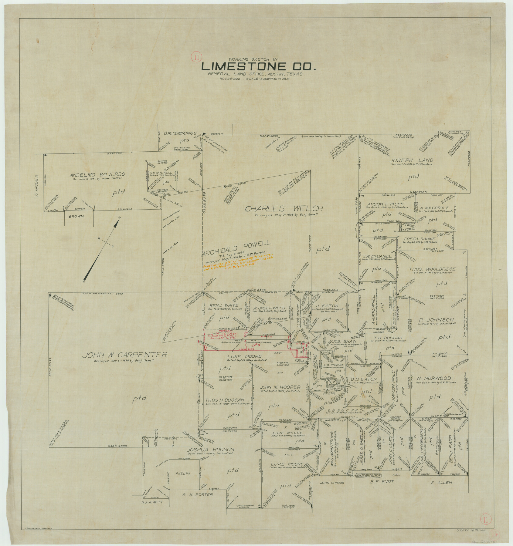 70561, Limestone County Working Sketch 11, General Map Collection