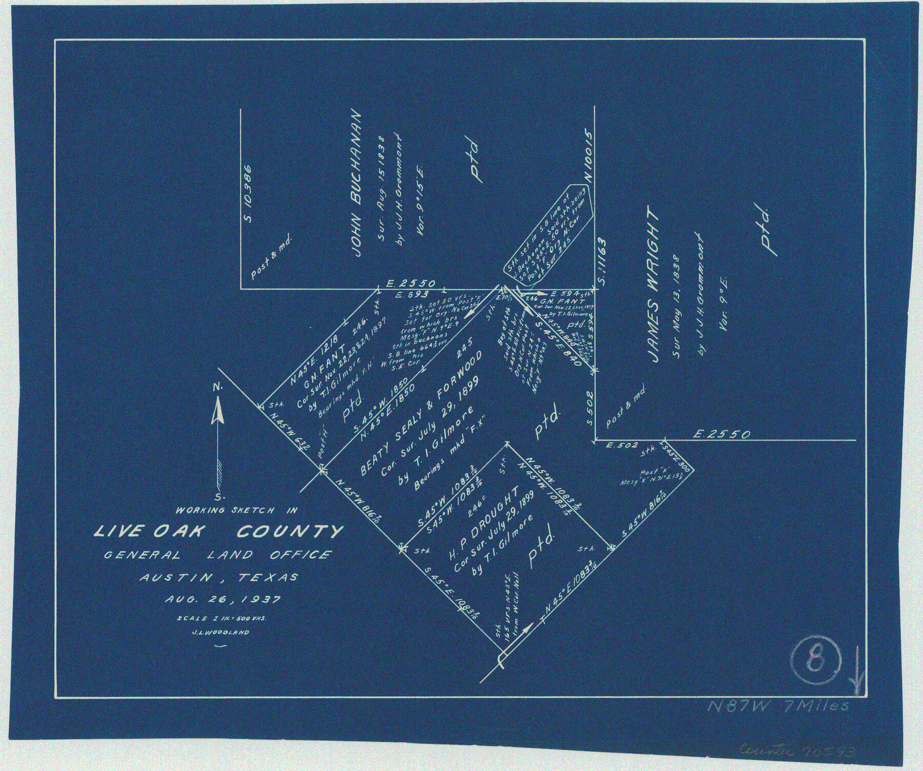 70593, Live Oak County Working Sketch 8, General Map Collection