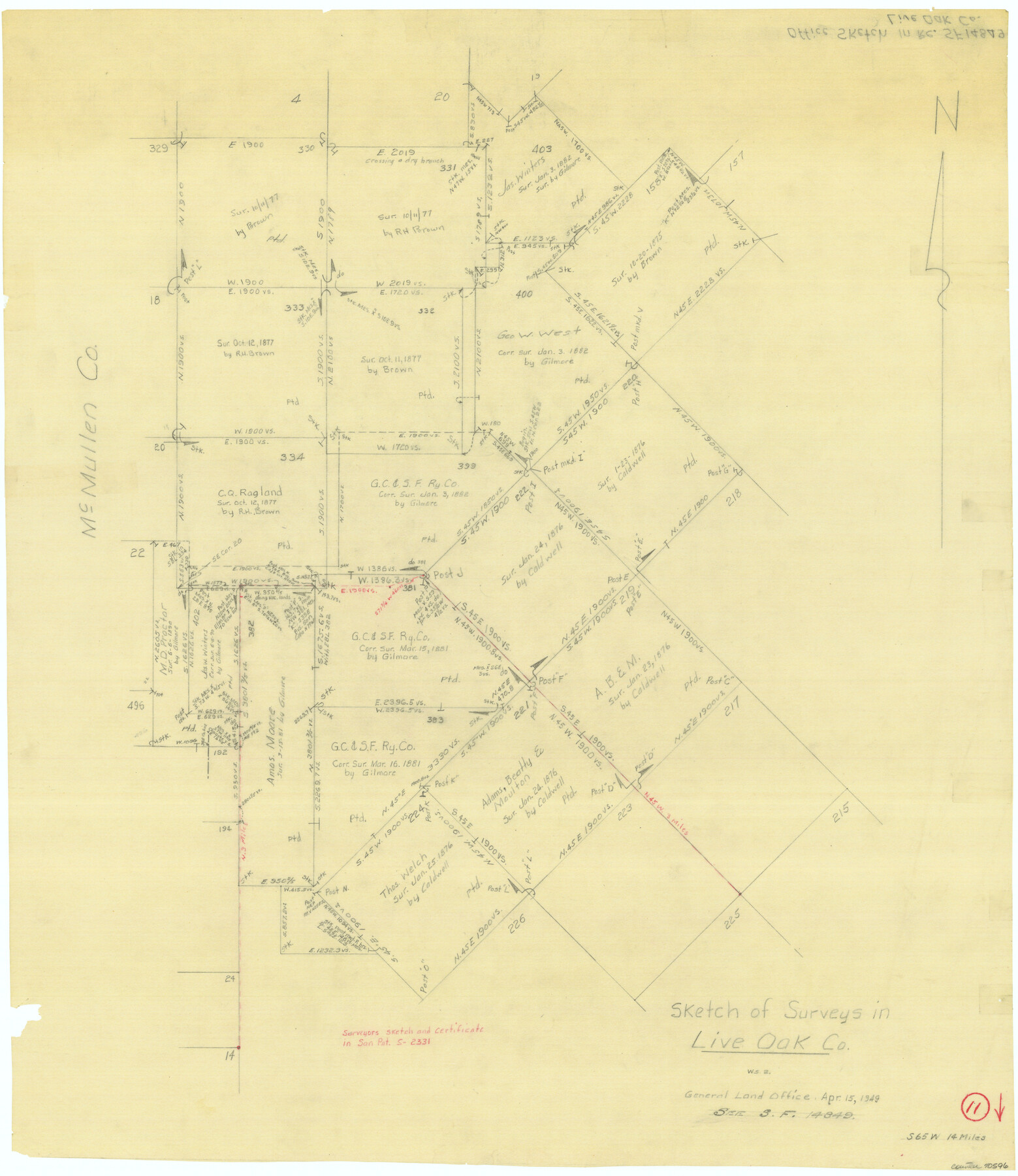 70596, Live Oak County Working Sketch 11, General Map Collection