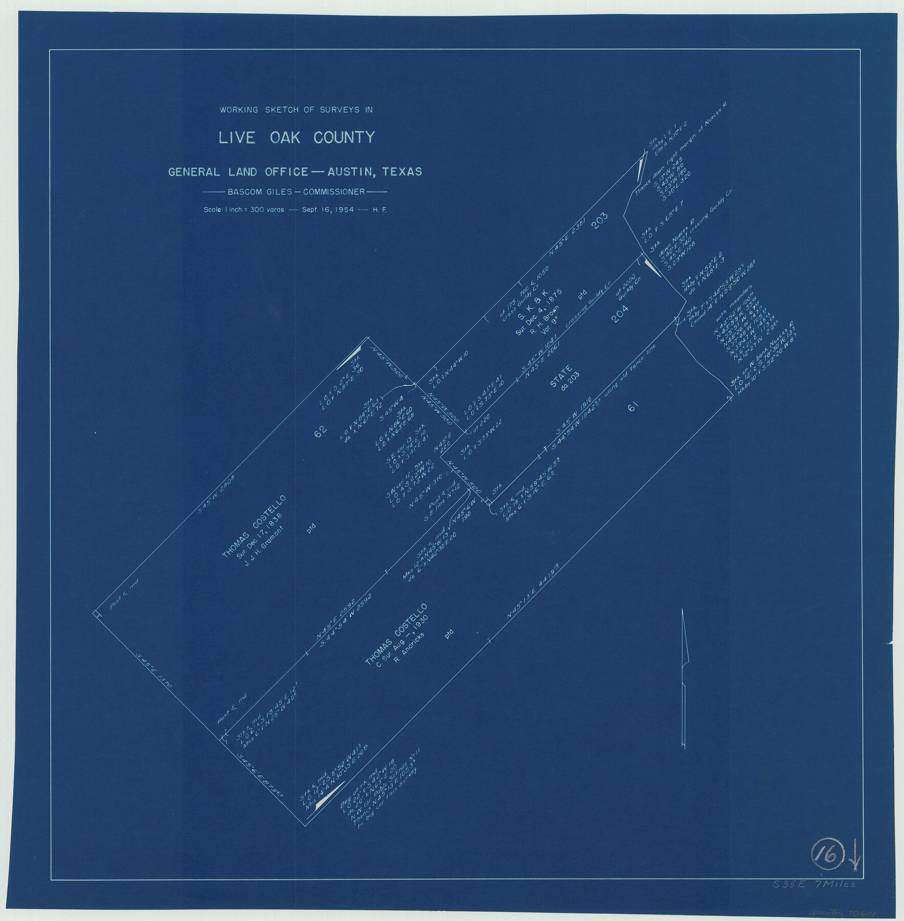 70601, Live Oak County Working Sketch 16, General Map Collection